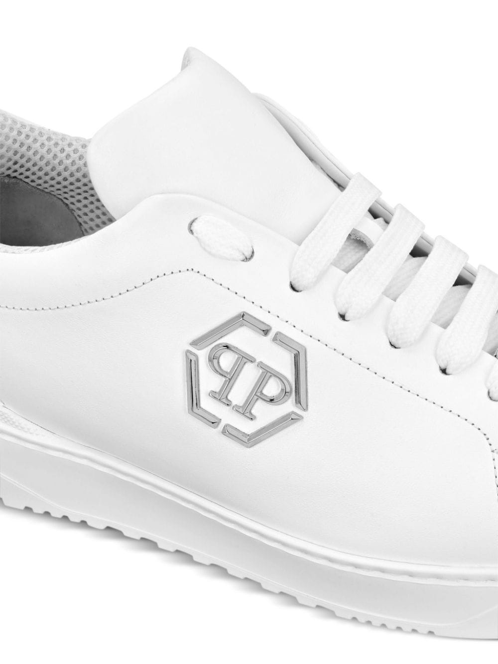 logo-appliquÃ© leather sneakers - 3