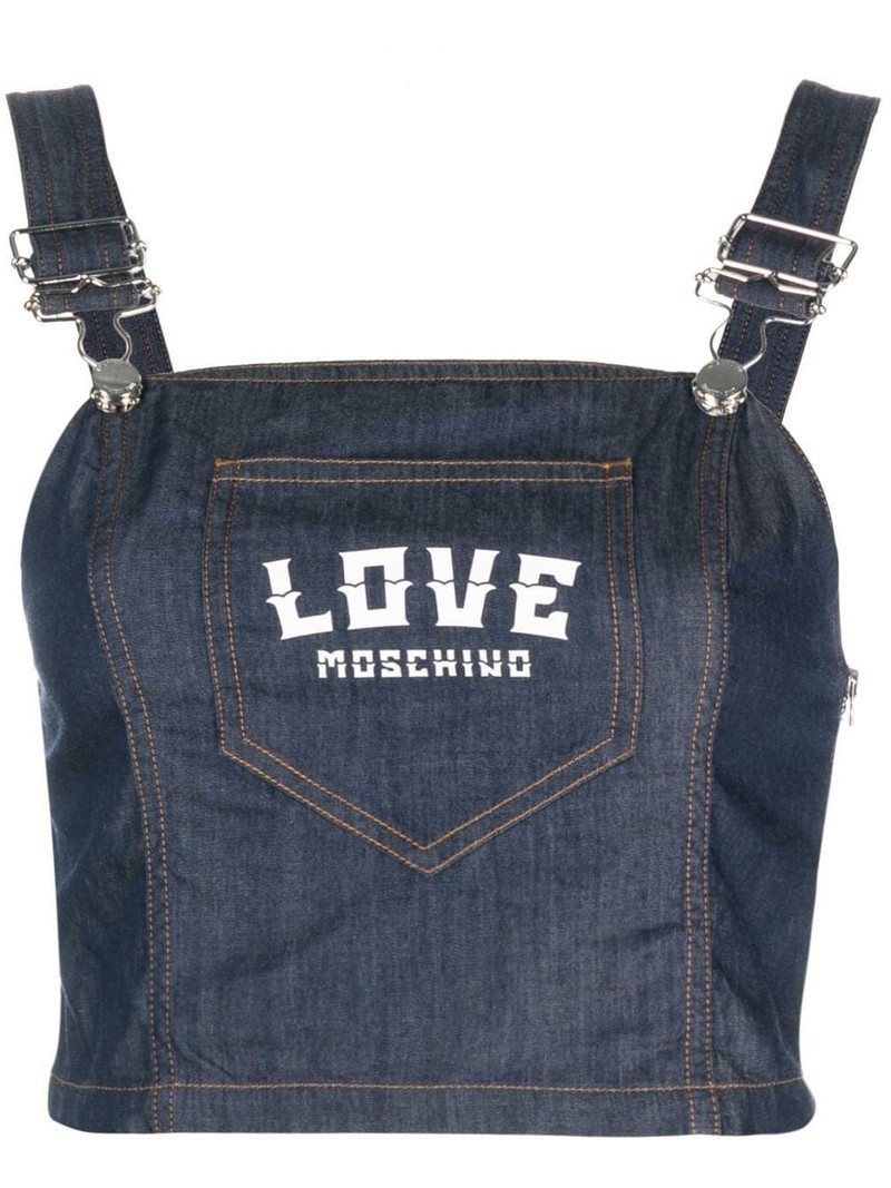 logo-print denim top 1