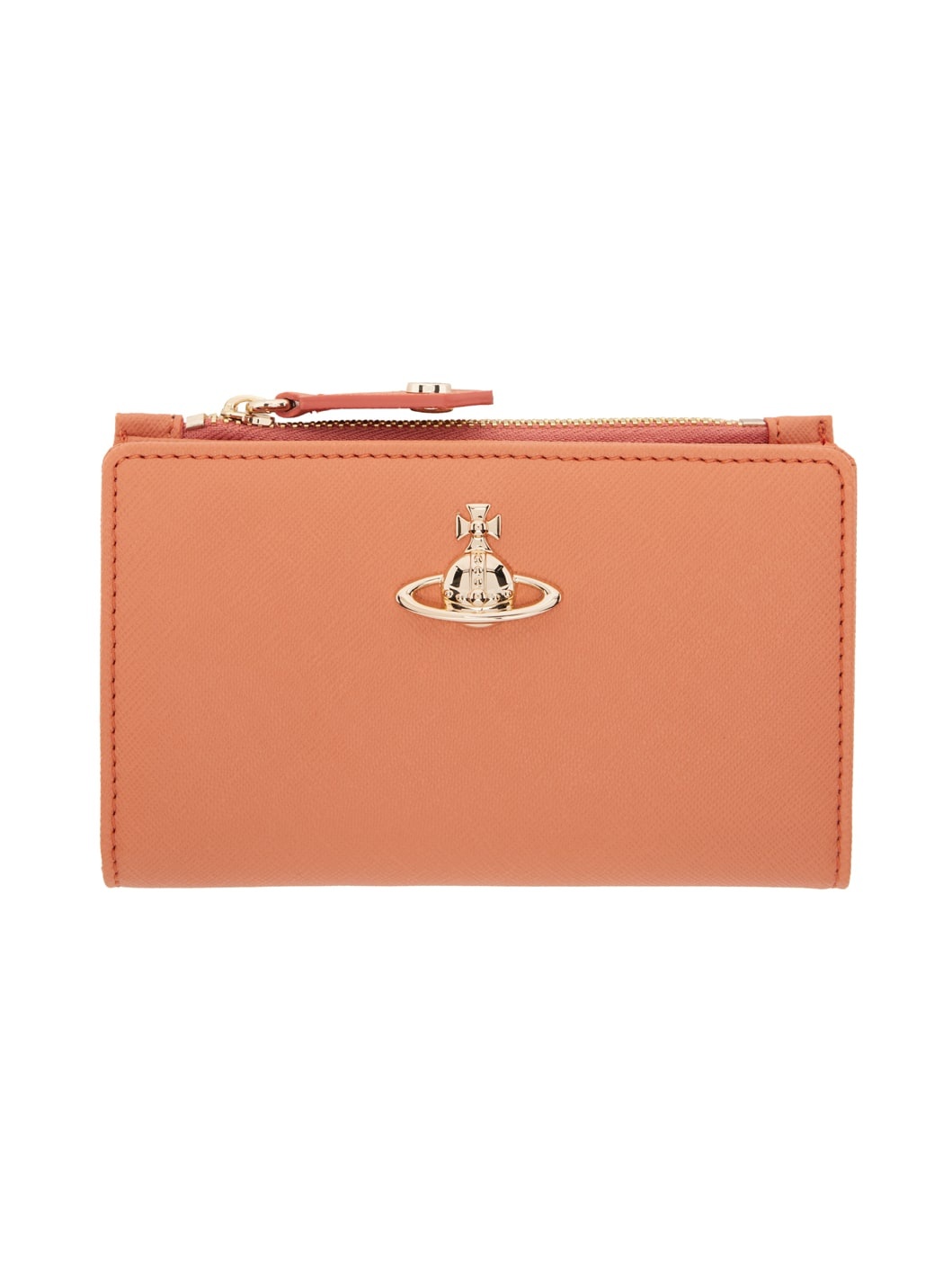 Orange Saffiano Slim Flap Card Holder - 1