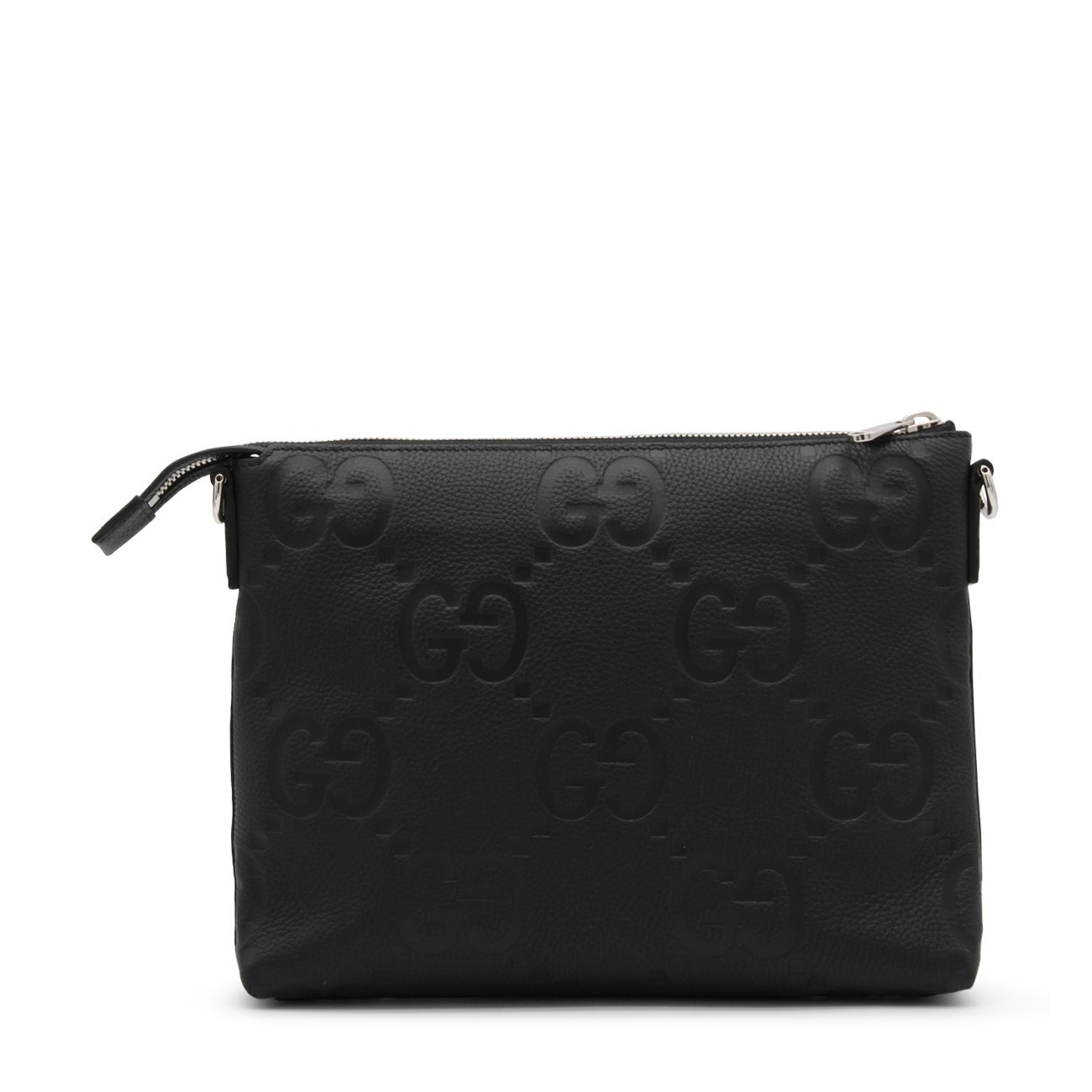 black leather jumbo gg medium messenger bag - 3