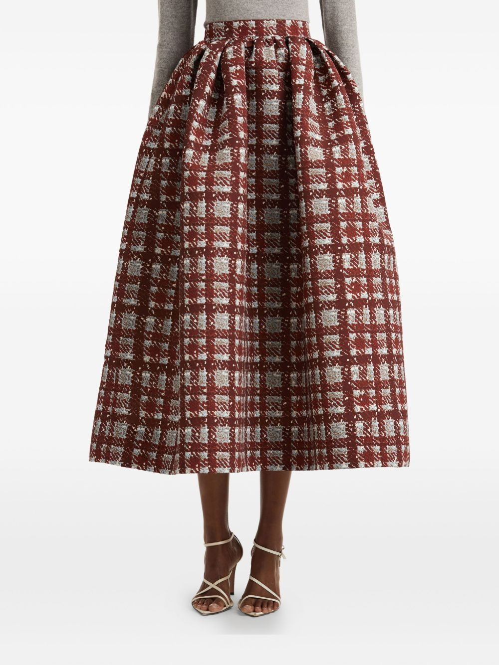 pleated plaid midi skirt - 3