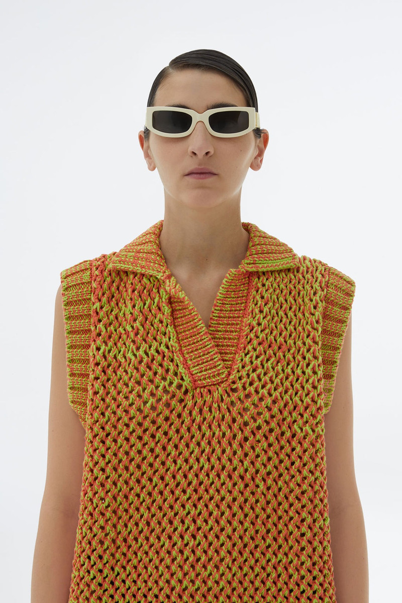 ORANGE & AZURE KNIT POLO DRESS 5