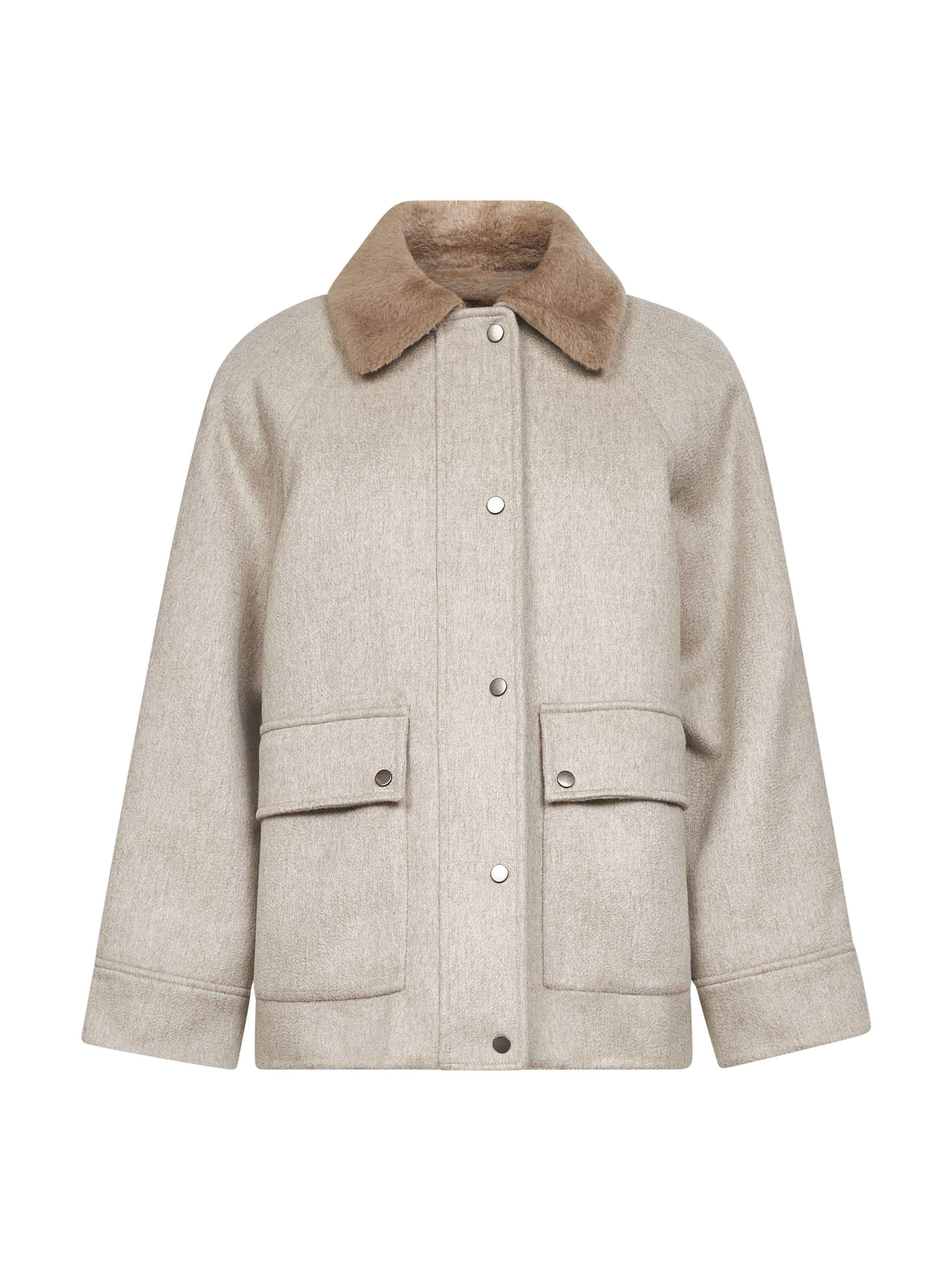 Greige cashmere blouson with detachable vest - 1