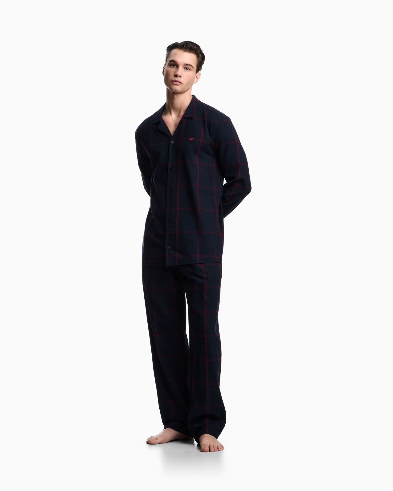 ASV TARTAN MOTIF FLANNEL PYJAMAS WITH LAPELS - 2