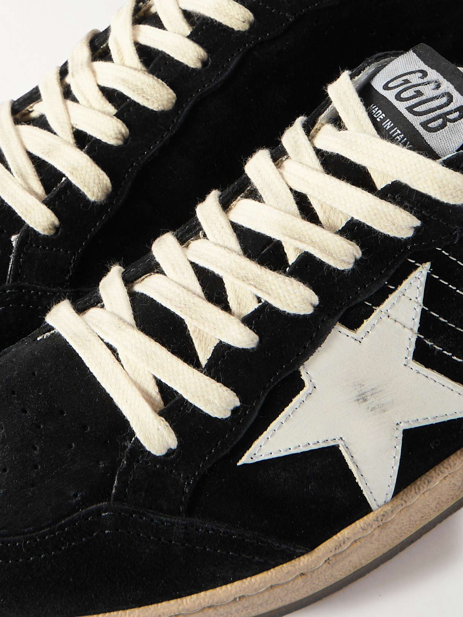 Ball Star Distressed Suede and Leather Sneakers - 6