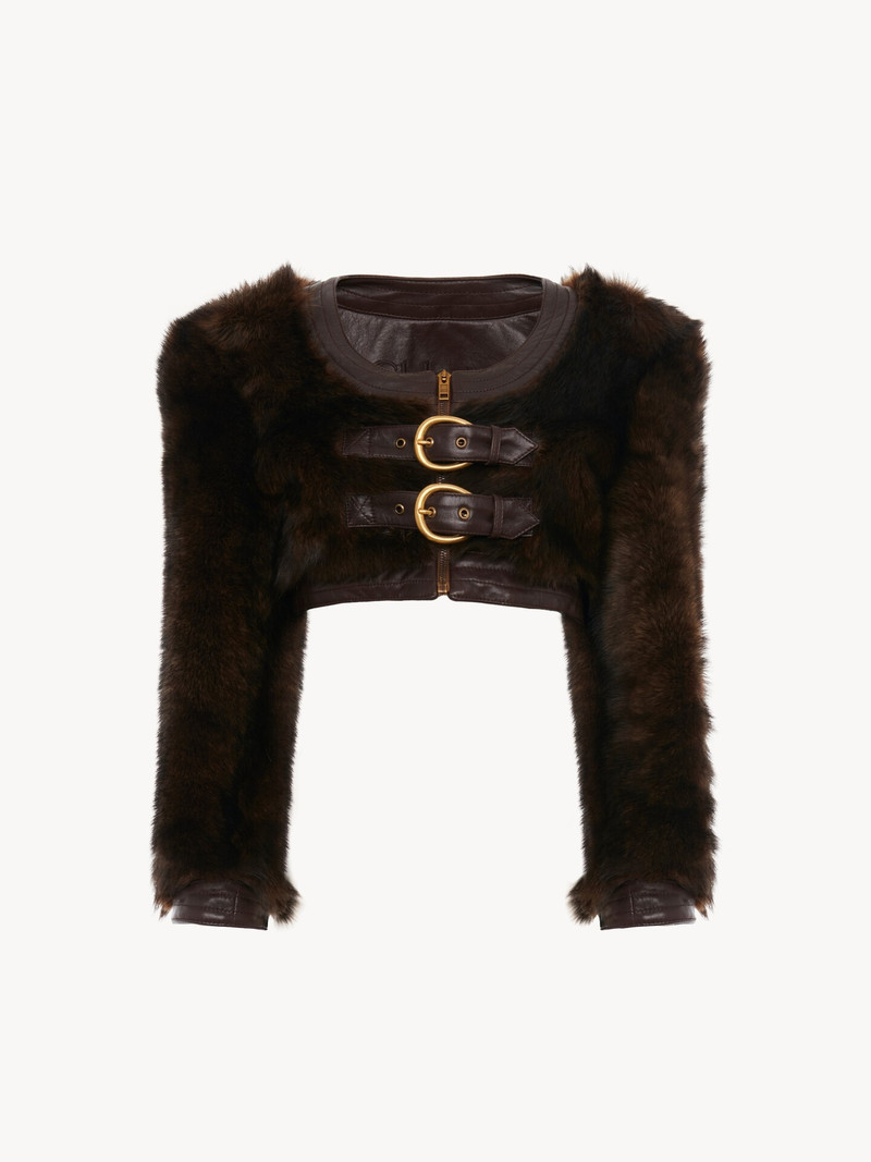 CROPPED SPENCER JACKET IN LEATHER 1