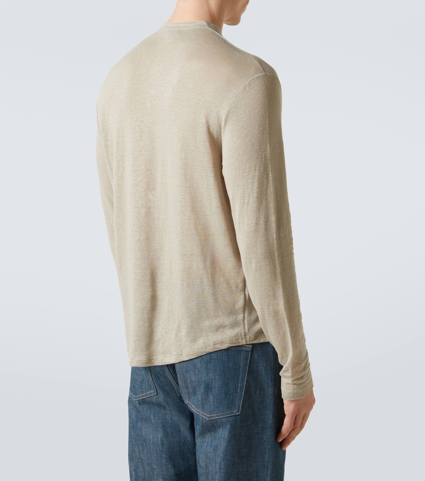 Linen-blend Henley shirt - 4