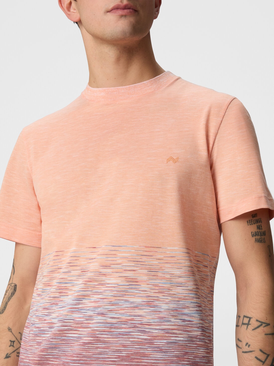 Crewneck T-shirt in slub cotton and linen with zigzag embroidery - 5