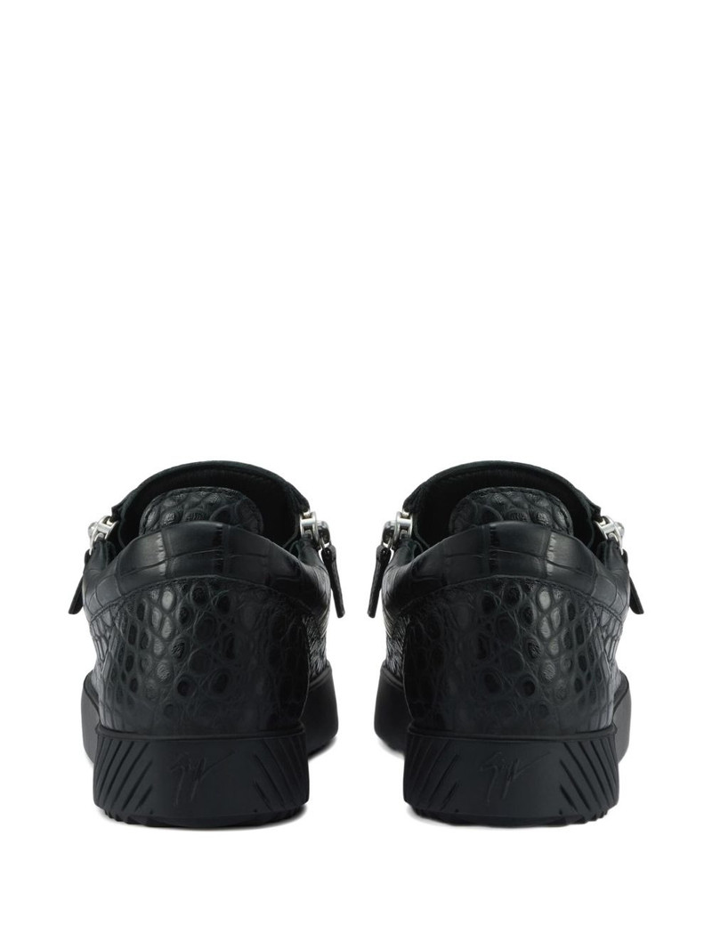 Frankie crocodile-effect zip trainers 3