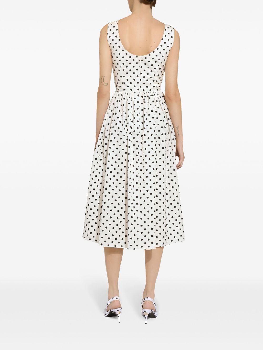 polka-dot cotton midi dress - 3