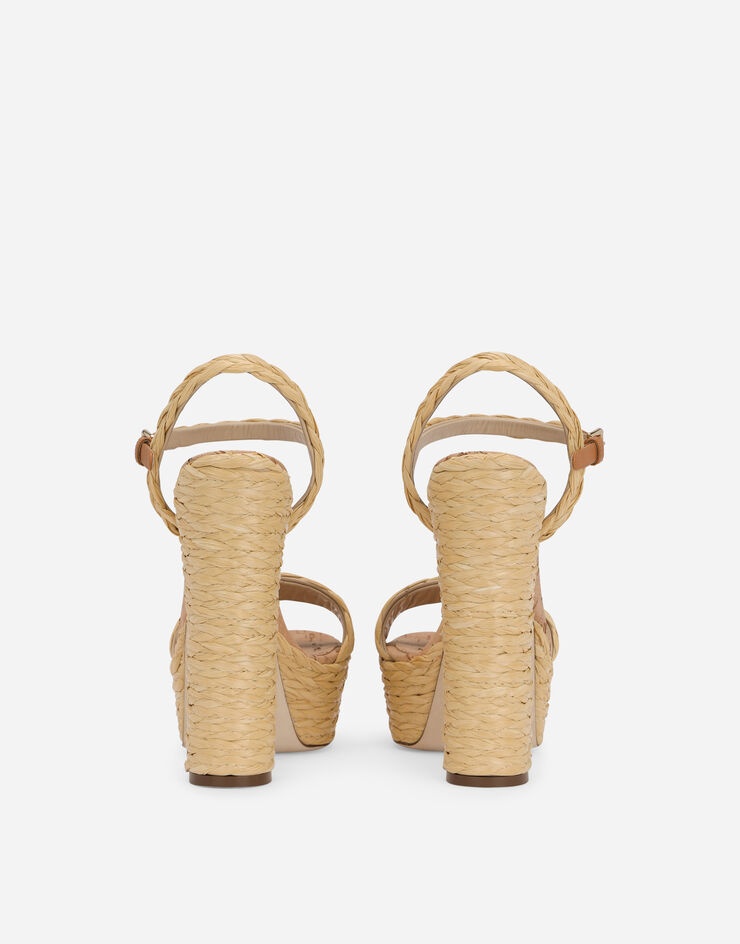 Woven raffia platform sandals - 3