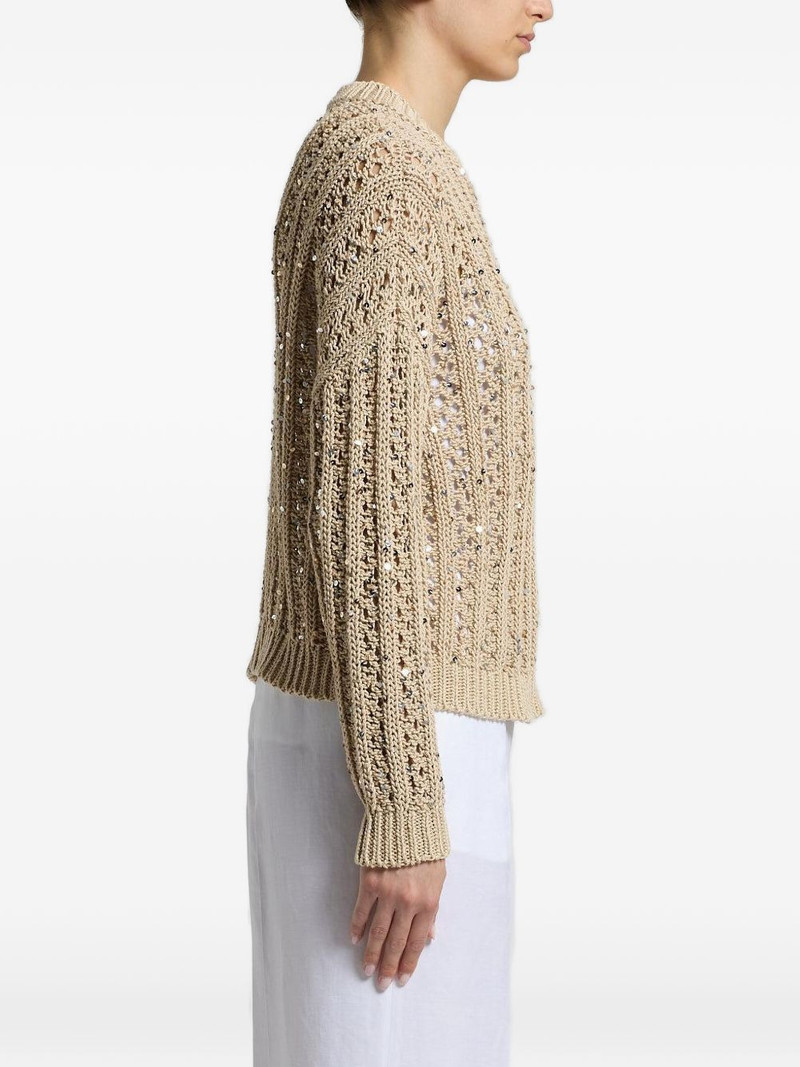 PESERICO sequin-embellishment round-neck sweater outlook