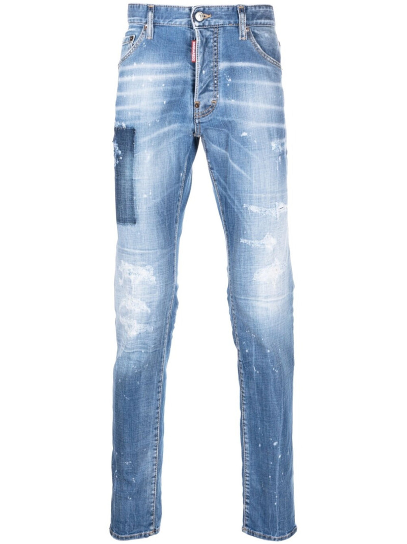 logo-print light-wash jeans 1