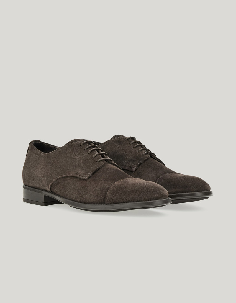 DARK BROWN SUEDE CAP-TOE DERBY WITH RUBBER SOLE 1