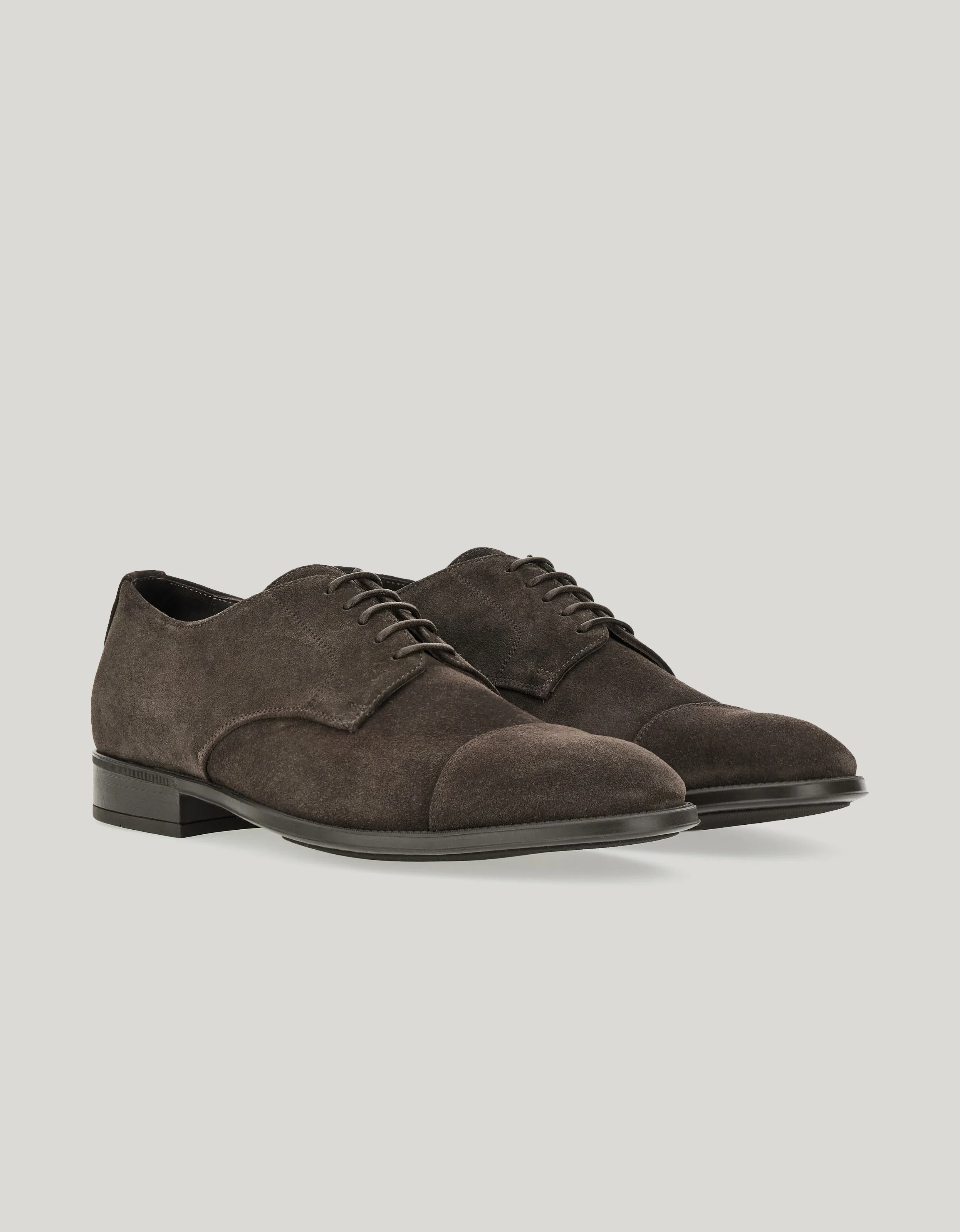 DARK BROWN SUEDE CAP-TOE DERBY WITH RUBBER SOLE - 1