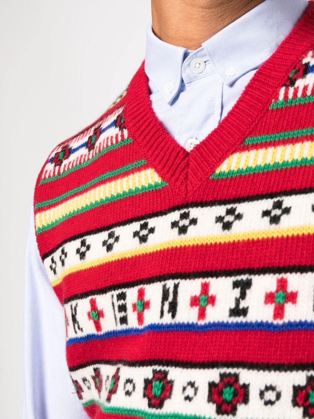 V-neck fair isle-knit vest - 5