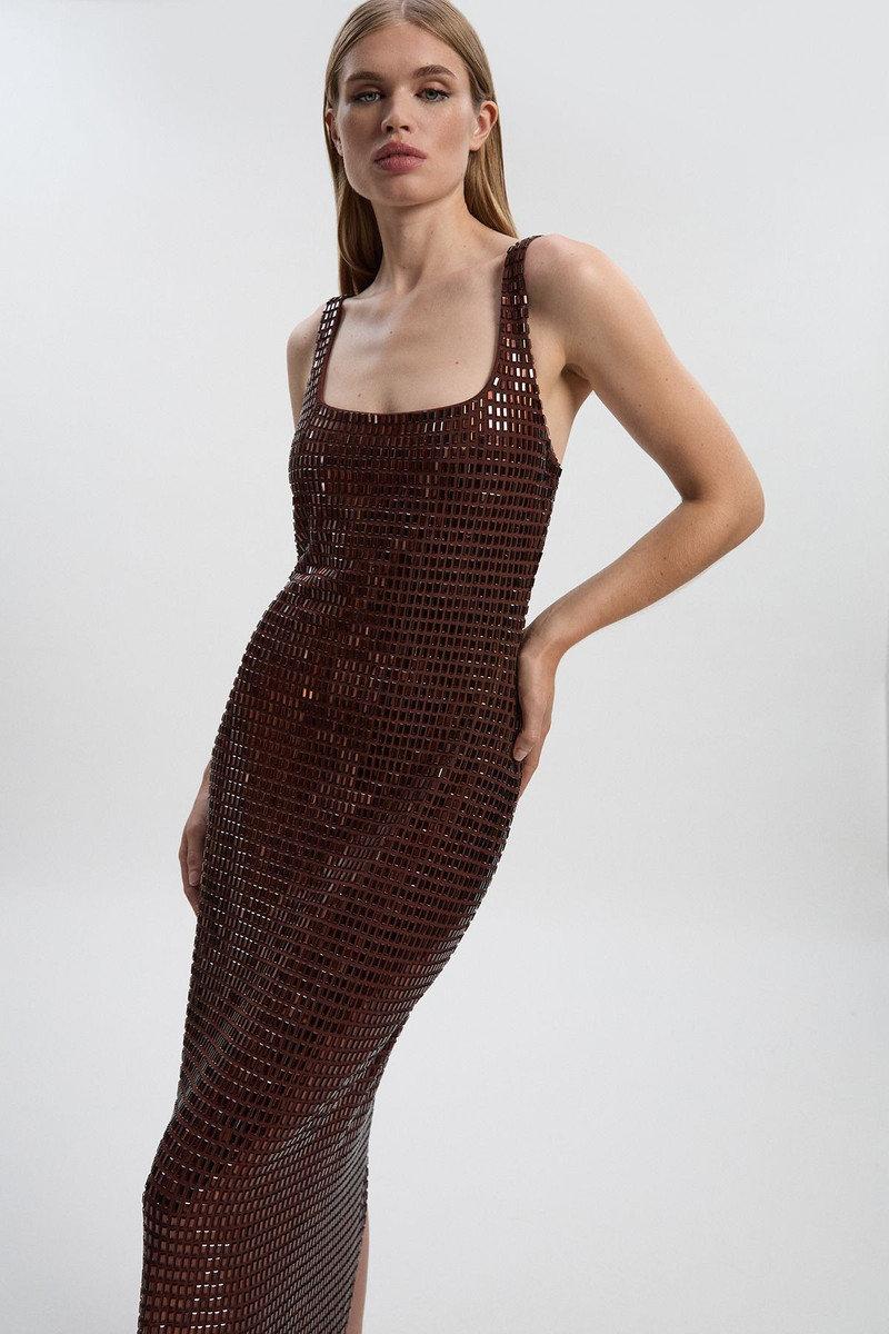 KAREN MILLEN Premium Crystal Embellished Midi Dress outlook