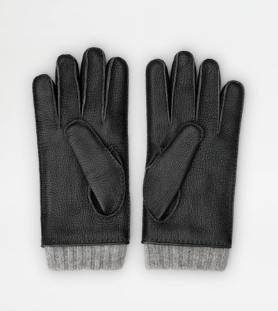 Tod's TOD'S GLOVES IN LEATHER AND CASHMERE - BLACK, GREY, ORANGE outlook