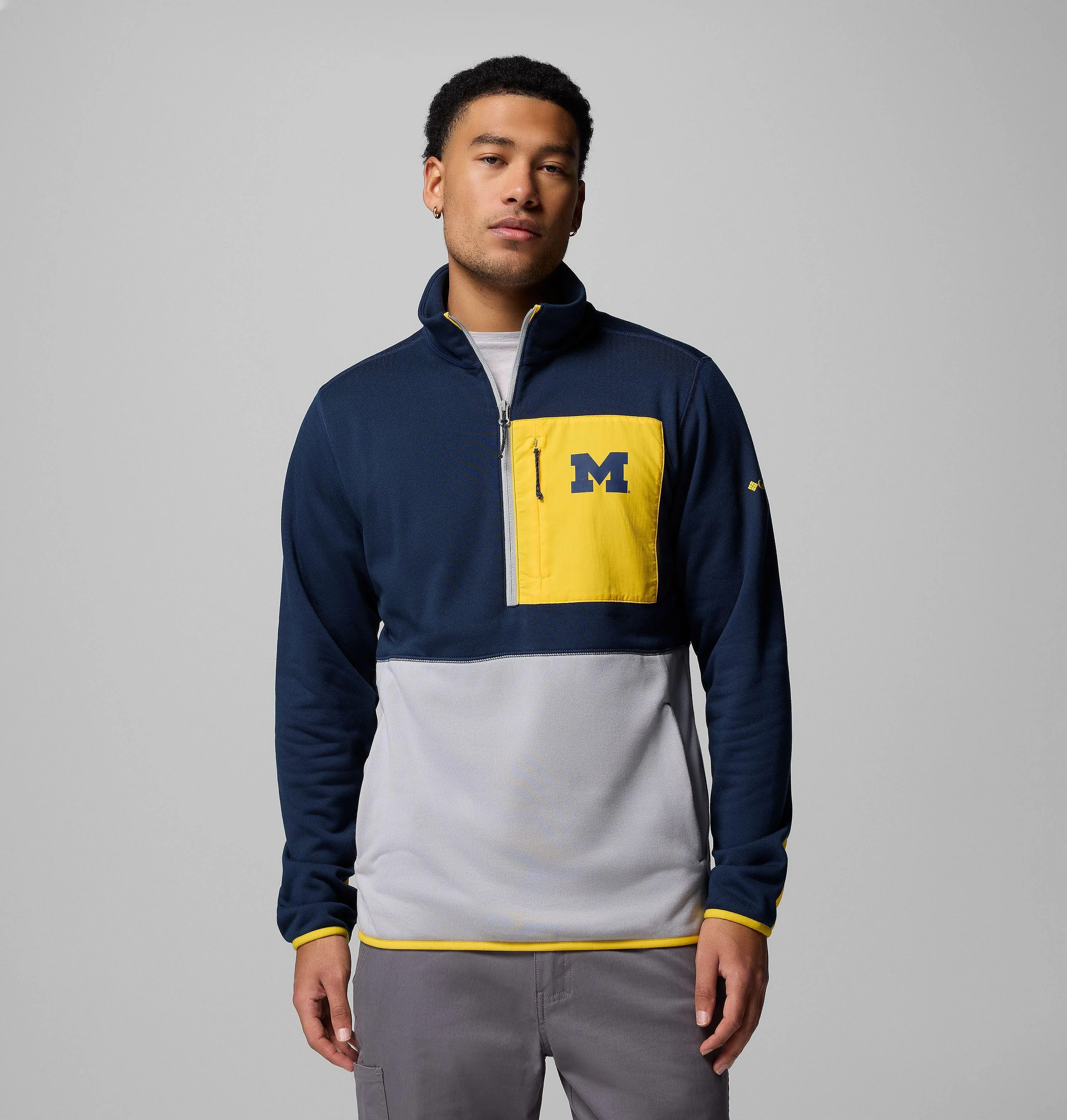 Men's Collegiate Columbia Hike Half Zip Jacket - Michigan - 1