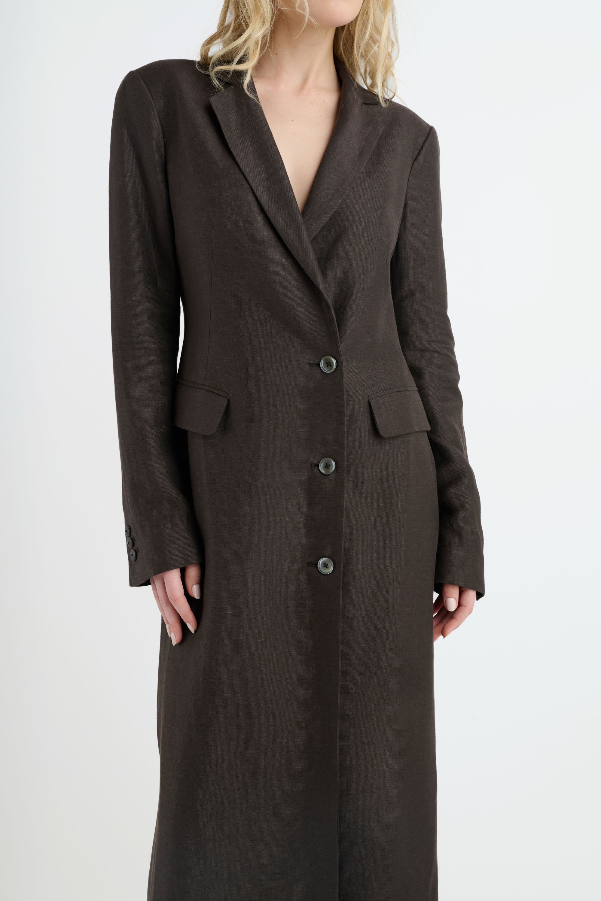 DOUBLE BREASTED LONG BLAZER - 3