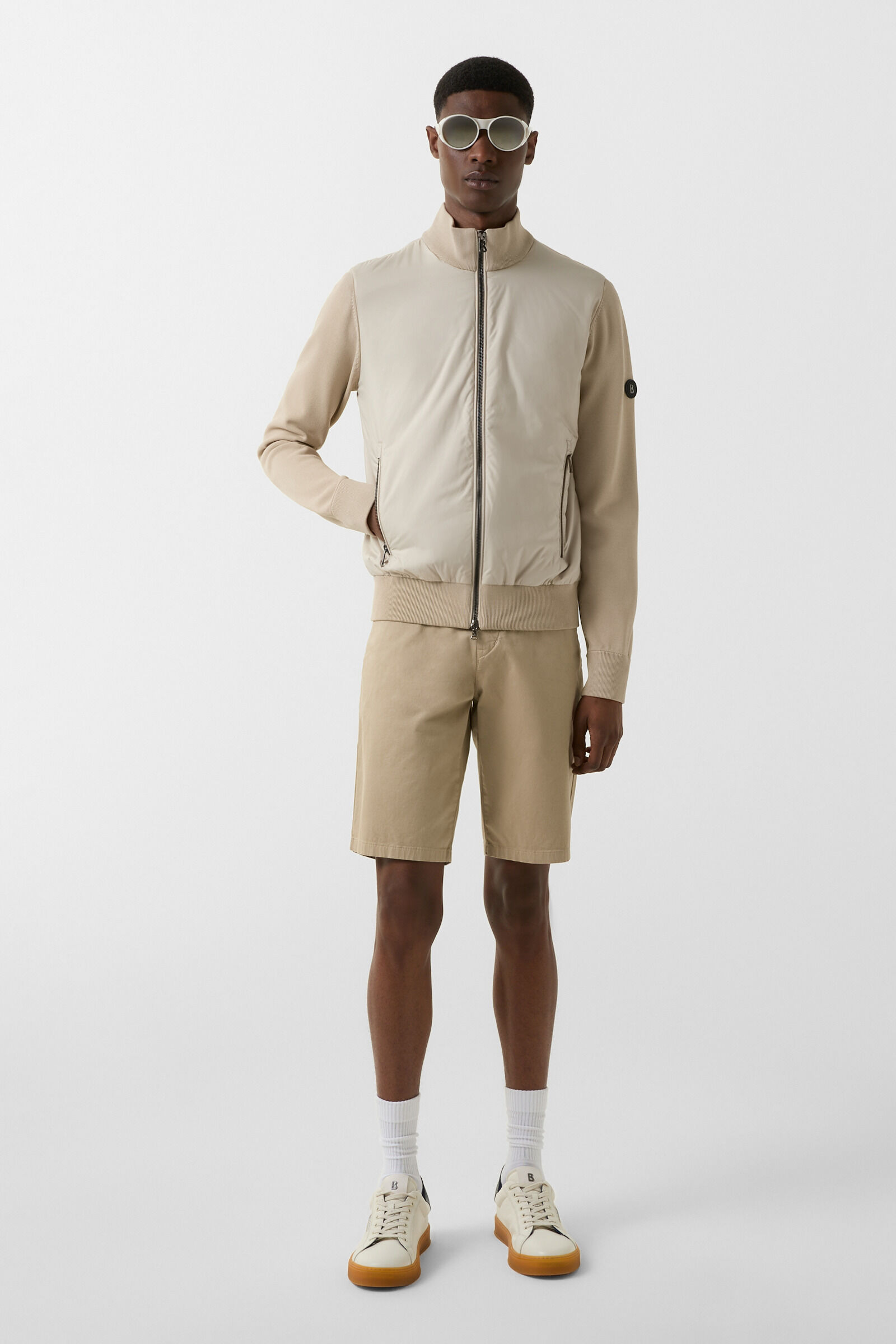 Zisco hybrid knit jacket in Sand - 4