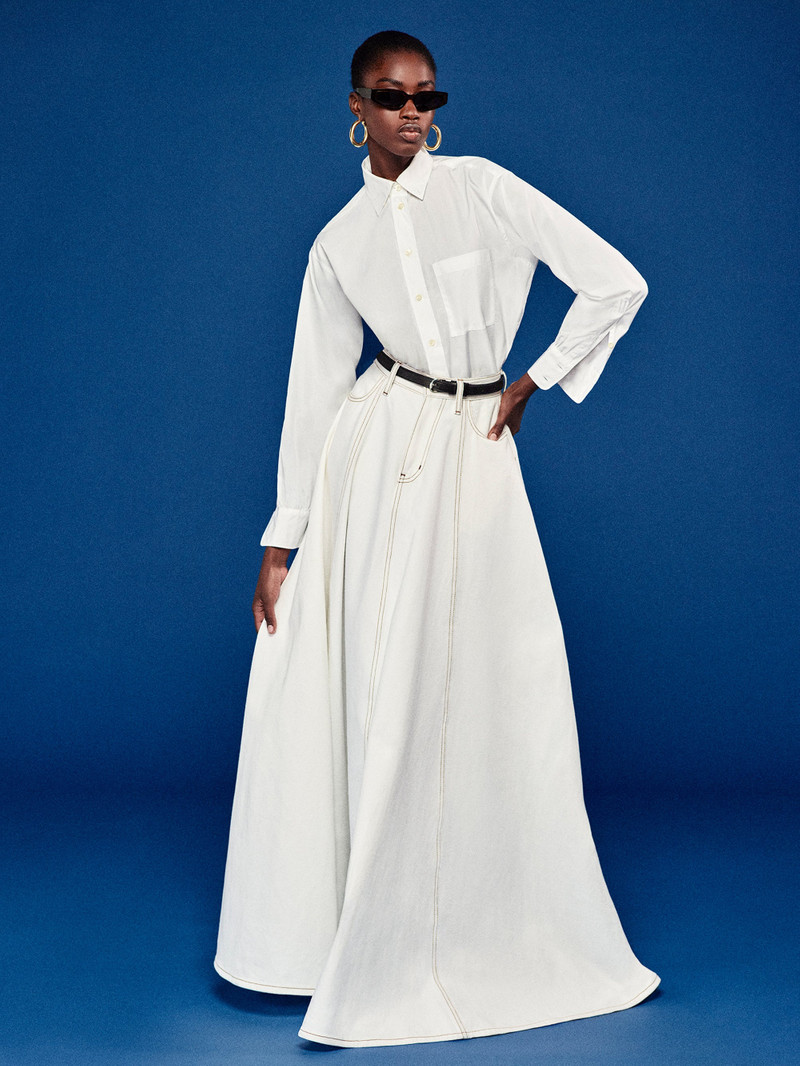 FRAME The Denim Ball Skirt in White outlook