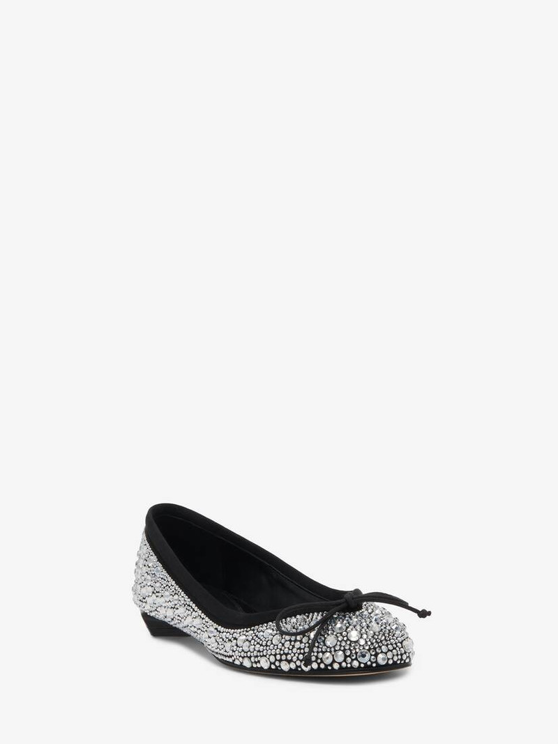 Women's Armadillo Ballet Flat in Crystal/black 4