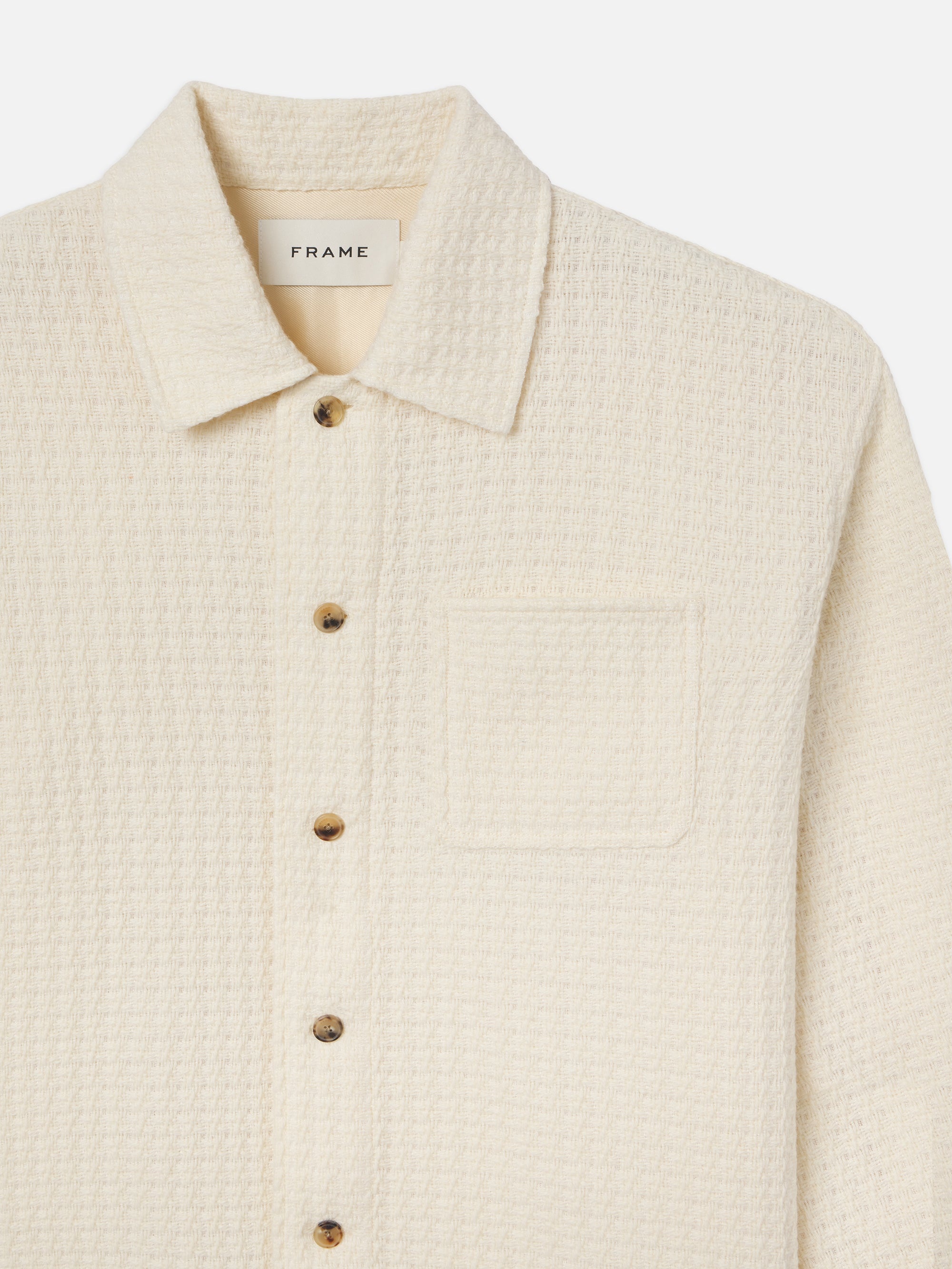 Textured Shirt Jacket in Off White - 2