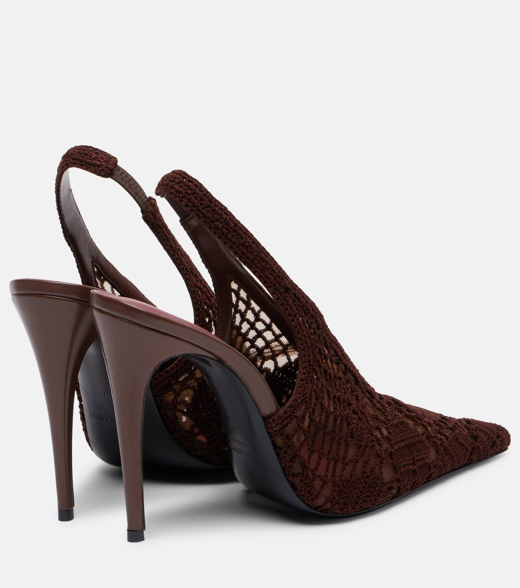 Crochet-trimmed leather slingback pumps - 2