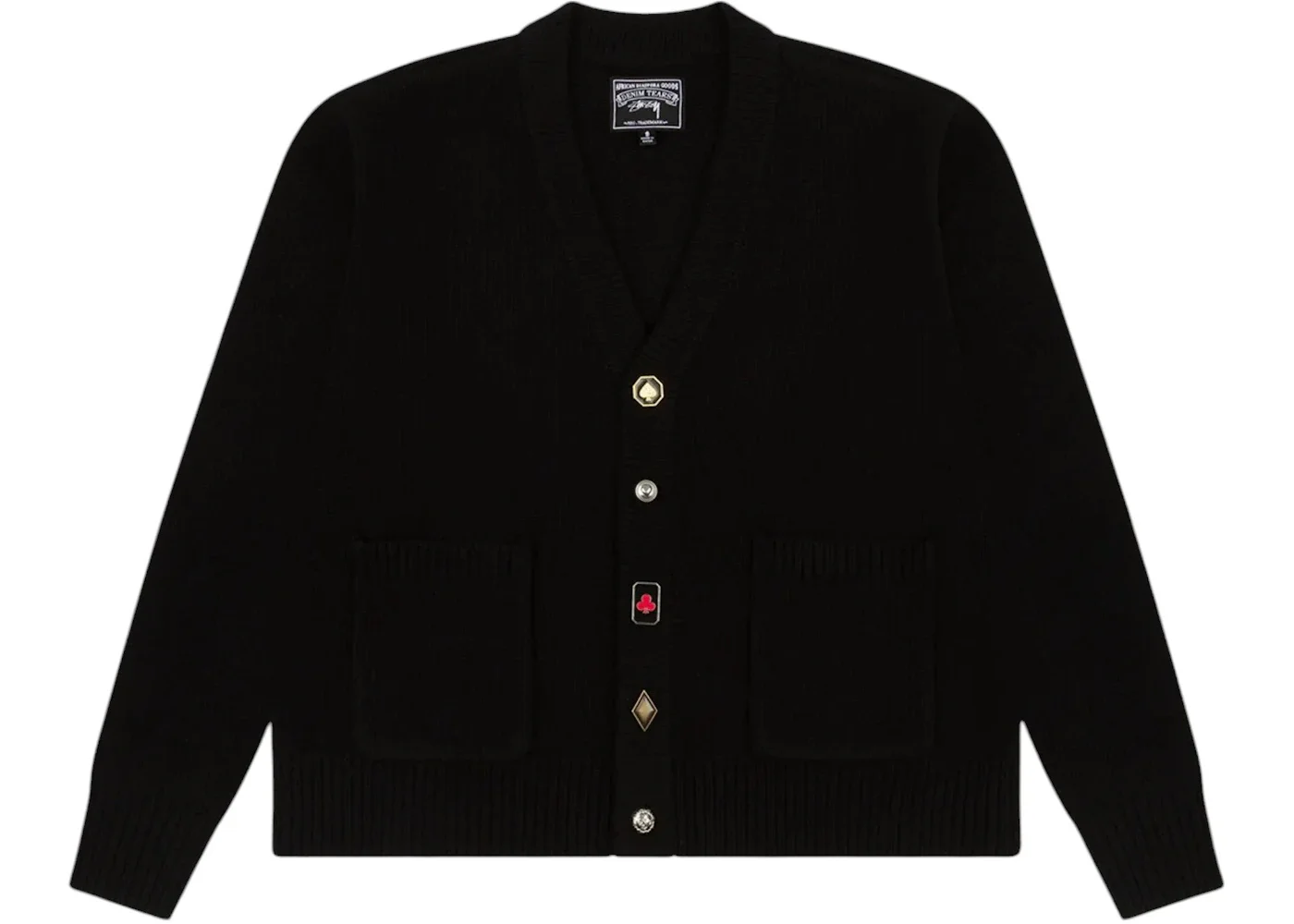 Denim Tears x Stussy Playing Card Suits Cardigan Black - 1