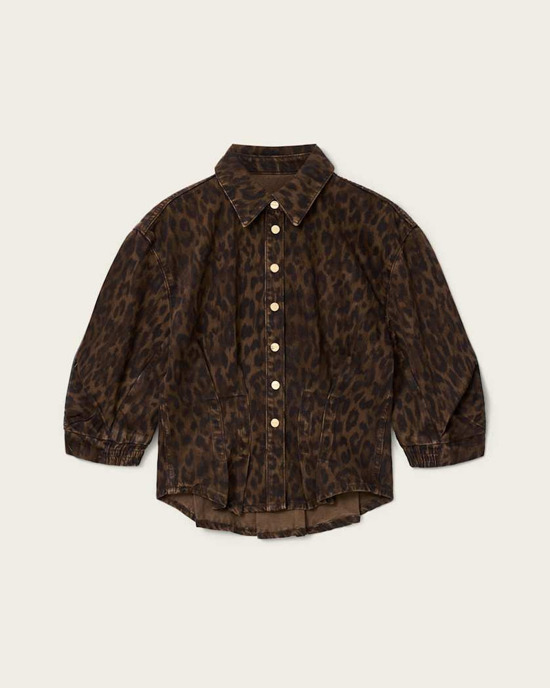 NANCY LEOPARD PRINT DENIM SHIRT 1