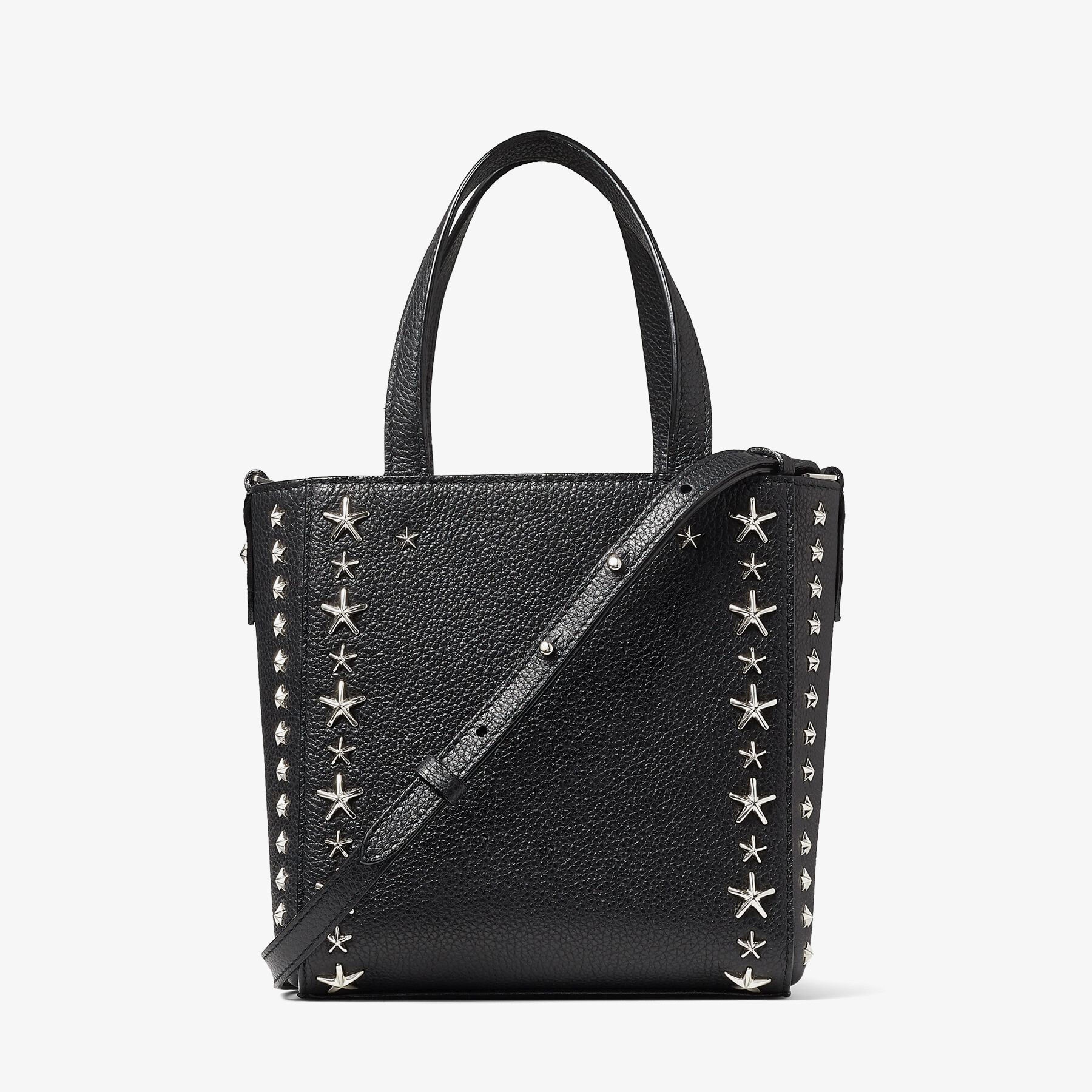 JIMMY CHOO Mini Pegasi Black Soft Grainy Calf Leather Mini Tote 