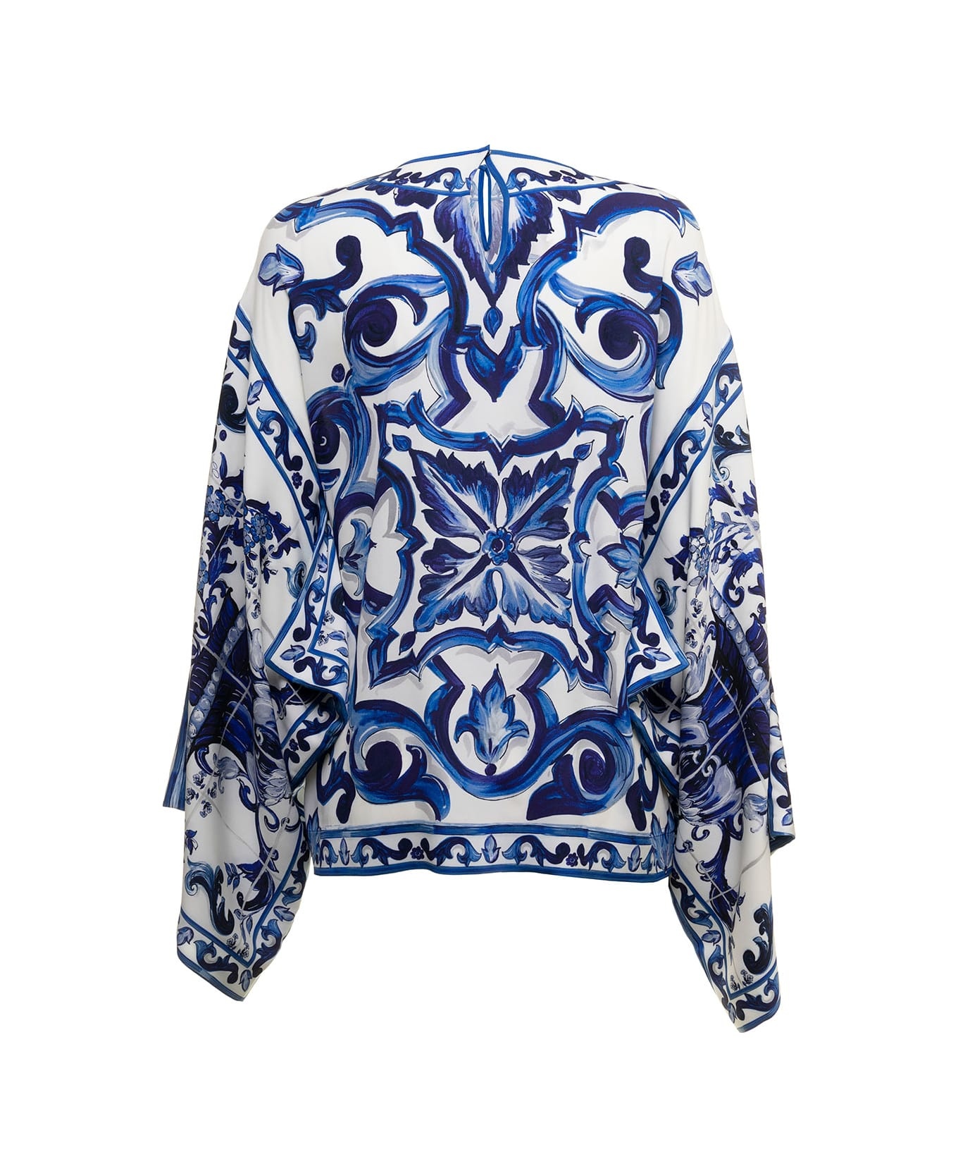 Woman's Maiolica Printed Silk Shirt Blouse - 2