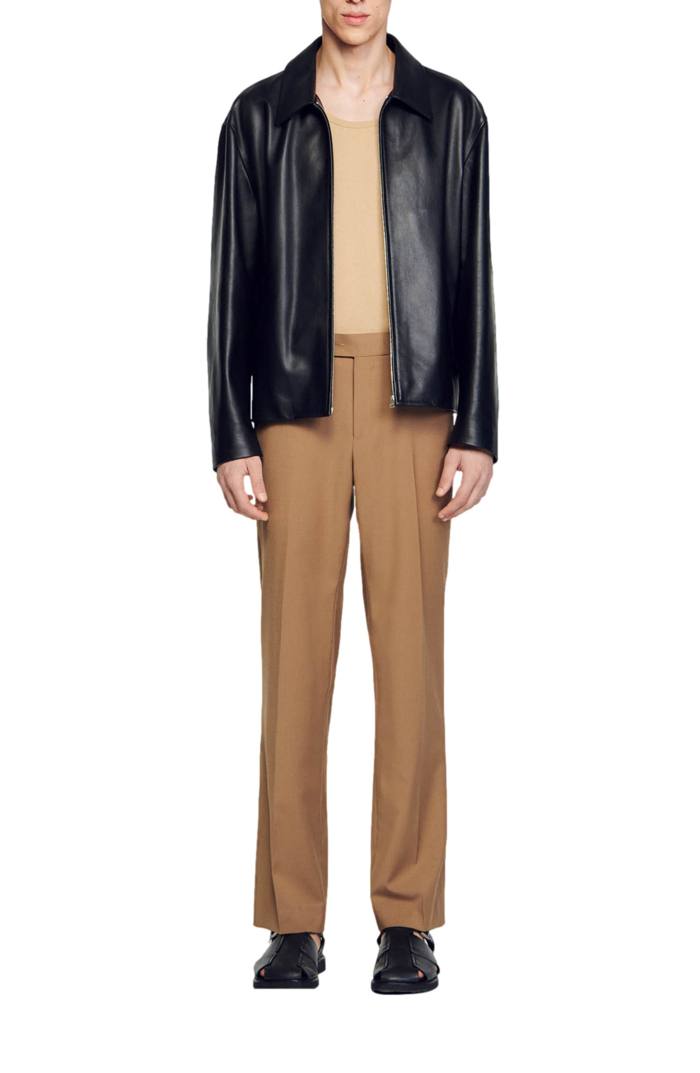 SANDRO Lambskin jacket in Black at Nordstrom - 4