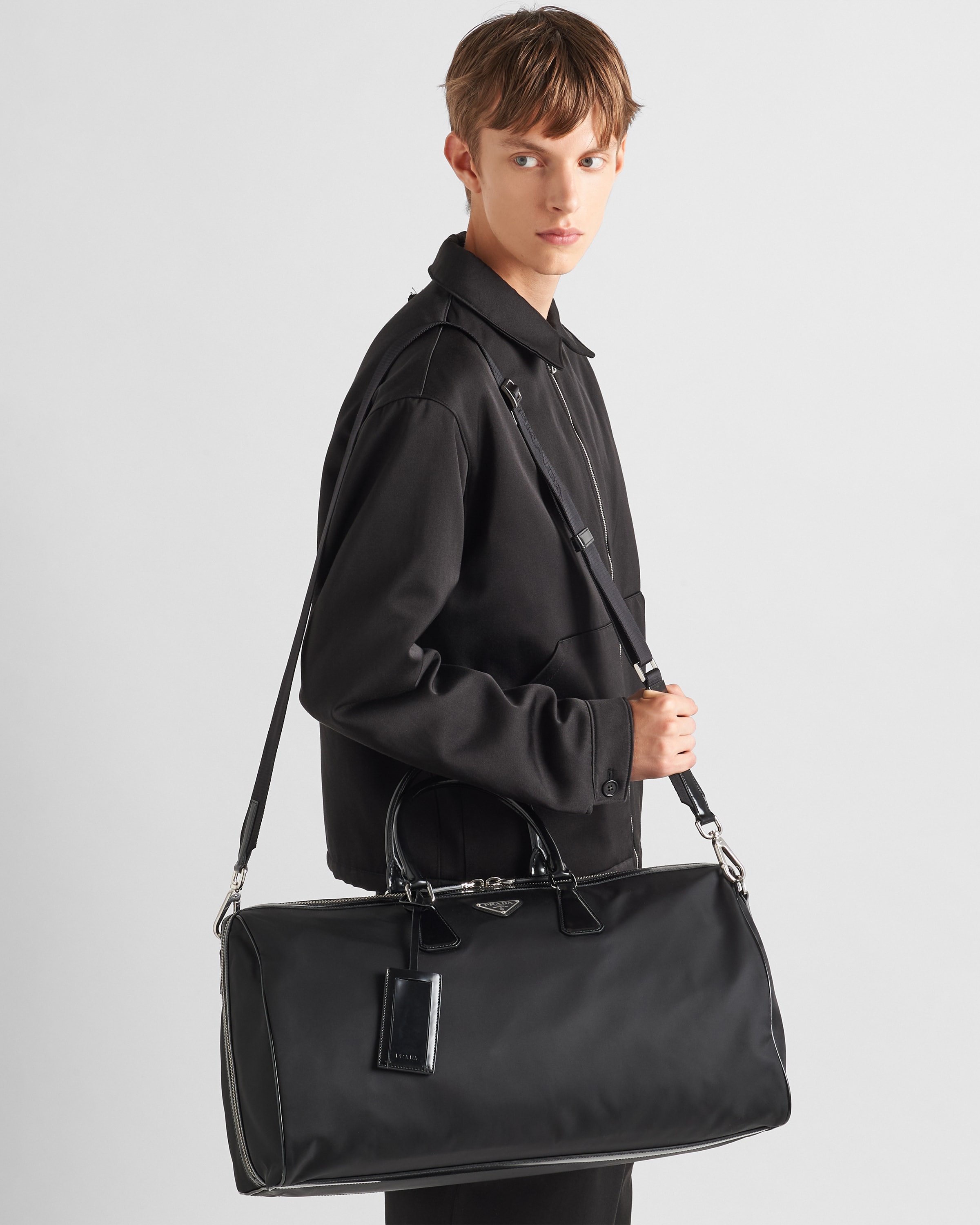 Re-Nylon and brushed leather duffel bag - 7