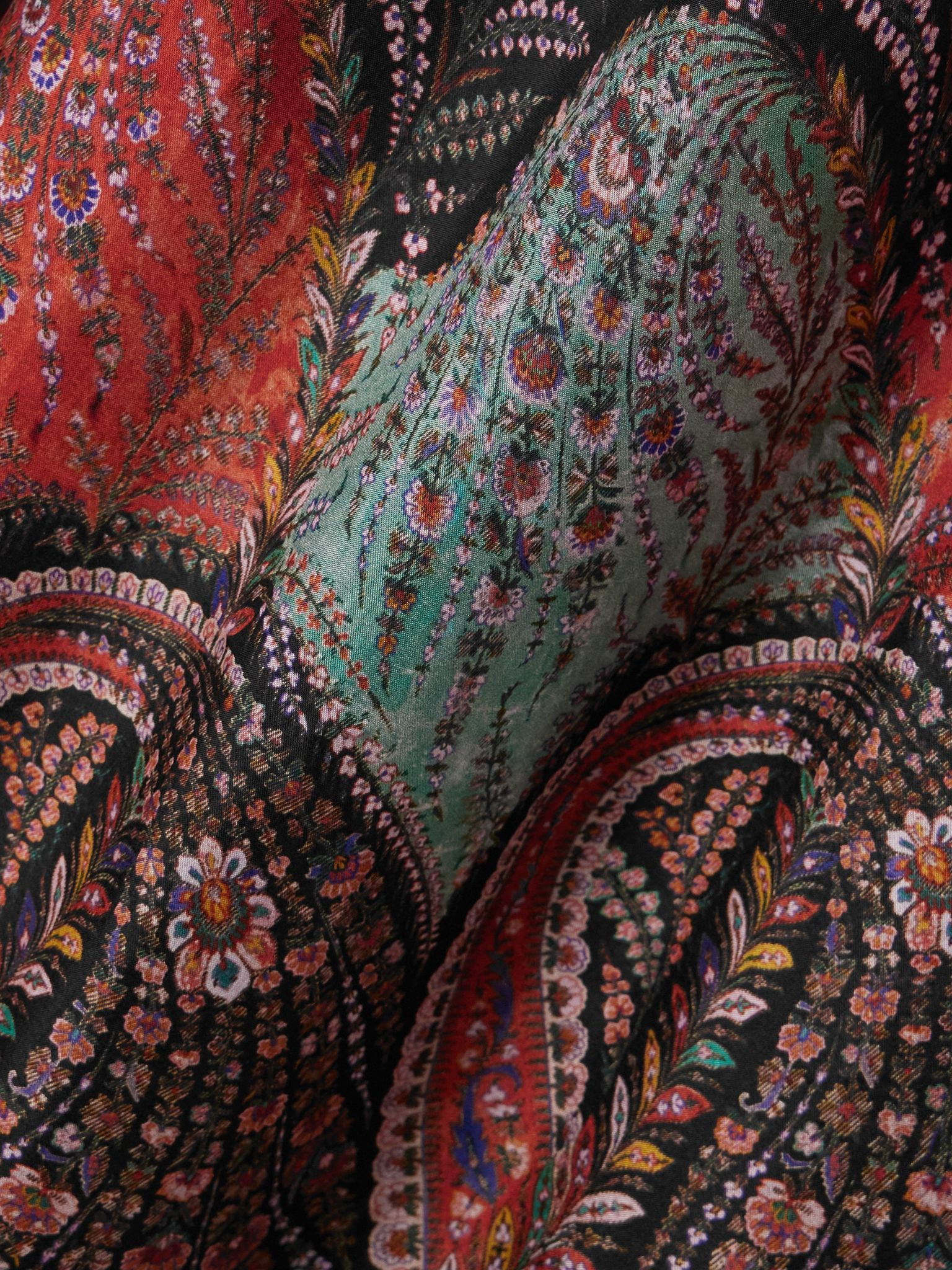 Rhiannon ruffled paisley-print organic silk maxi skirt Black - 5