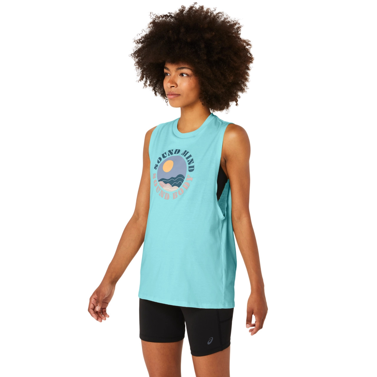 WOMEN'S ASICS SUN IN THE SKY SLOGAN MUSCLE TEE - 3