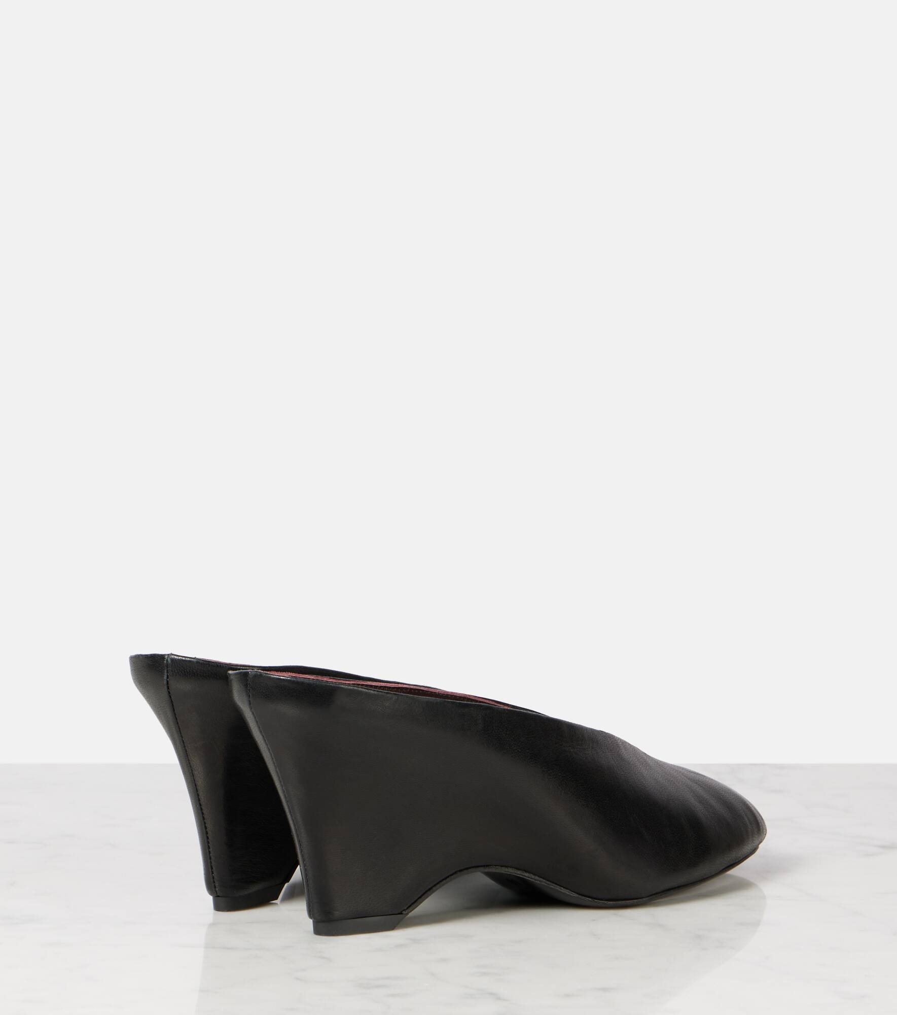 Cloak 75 leather peep-toe wedge mules - 2