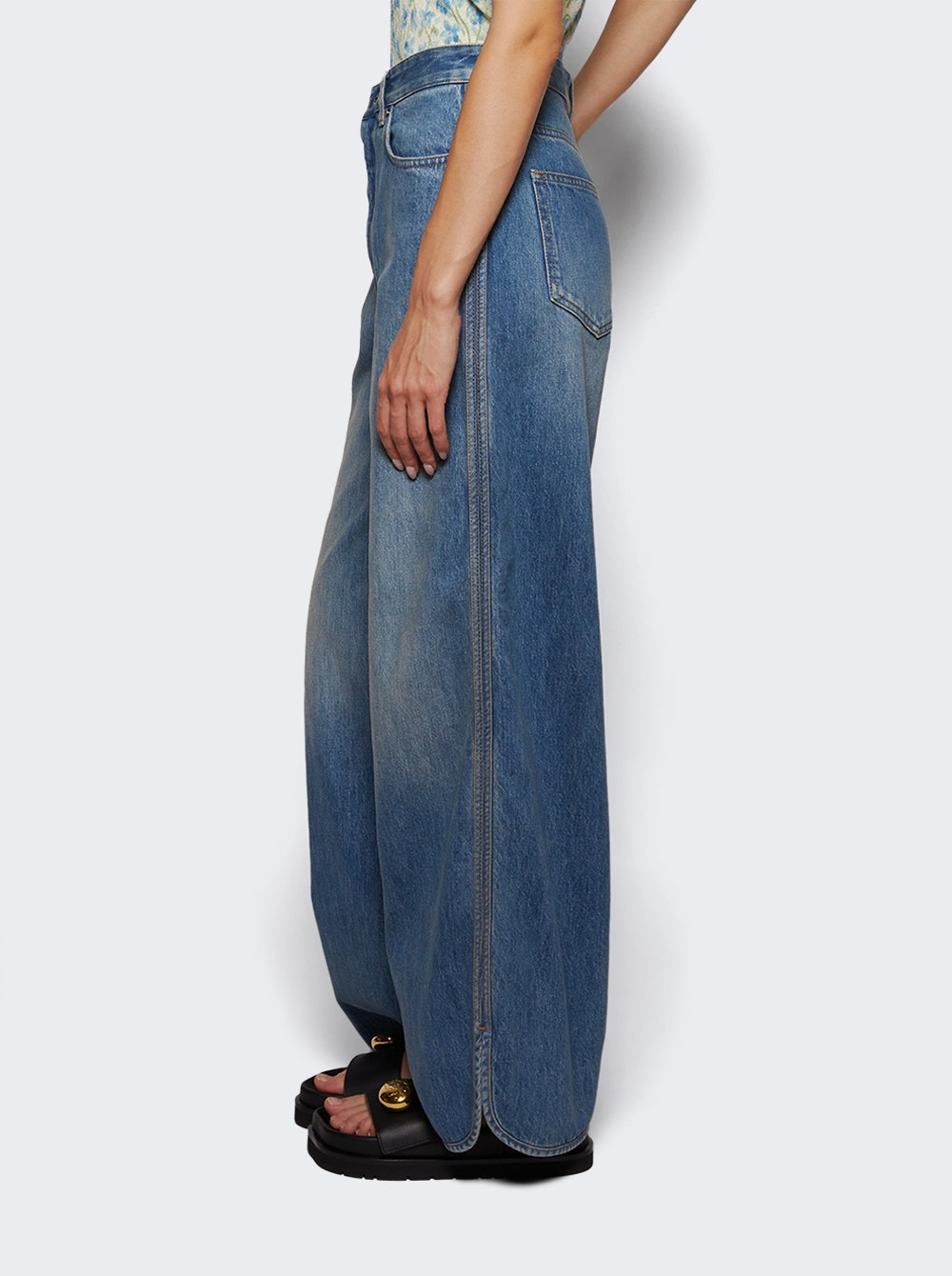 Piping Detail Jeans Blue - 3