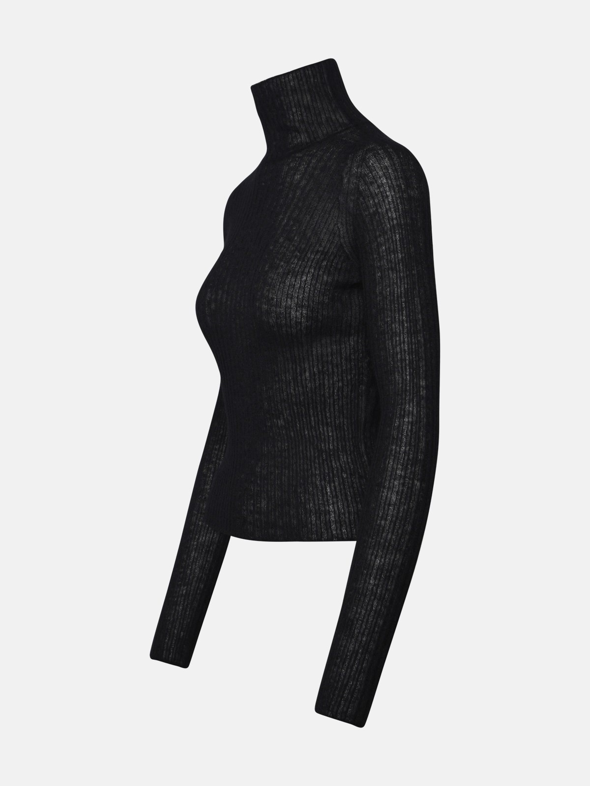 Black wool blend turtleneck sweater - 2
