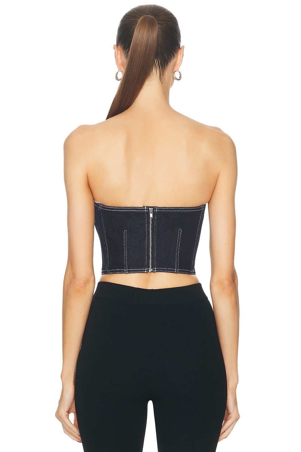 Denim Cropped Bustier - 3