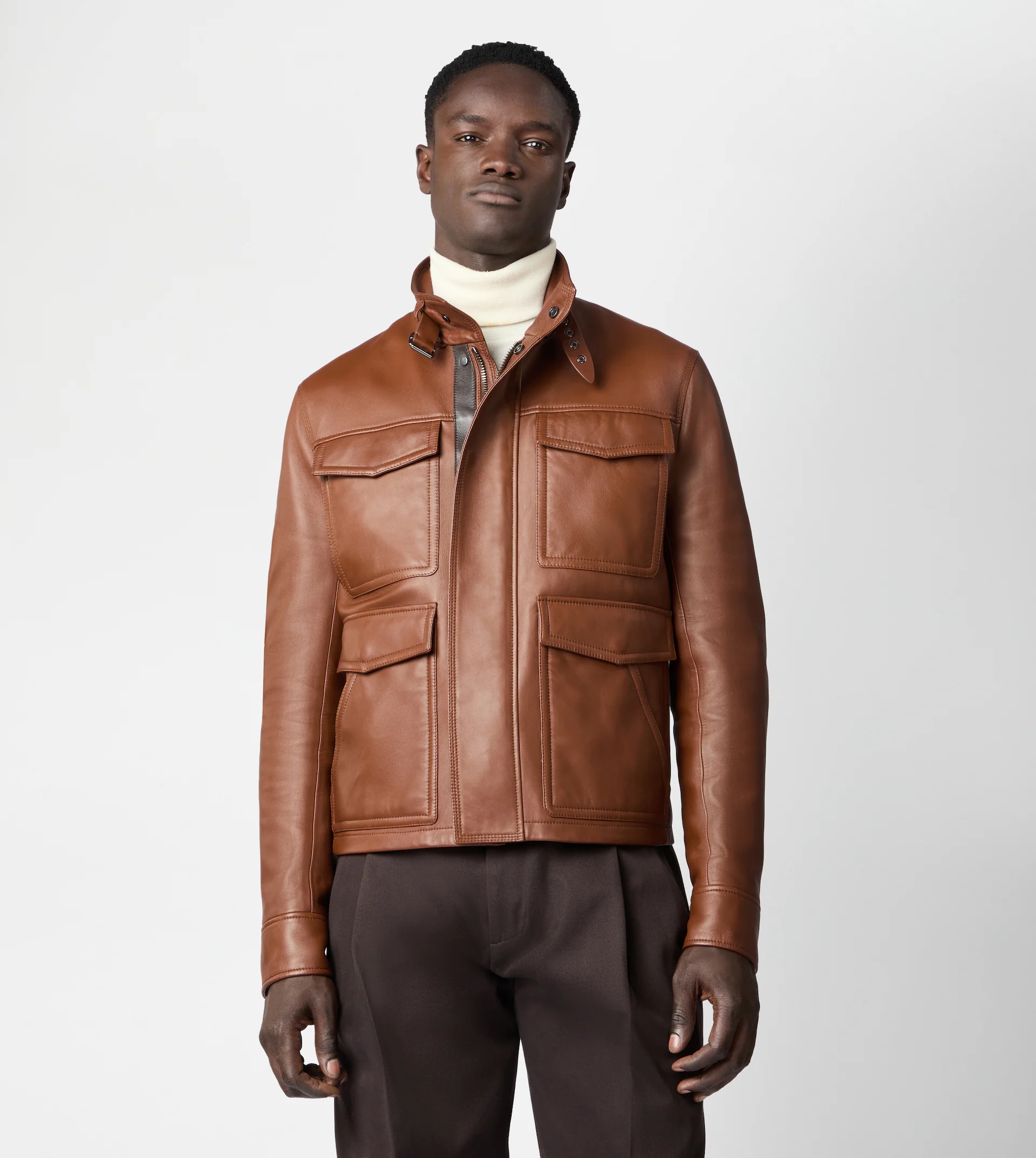 RACING JACKET IN LEATHER - BROWN - 6