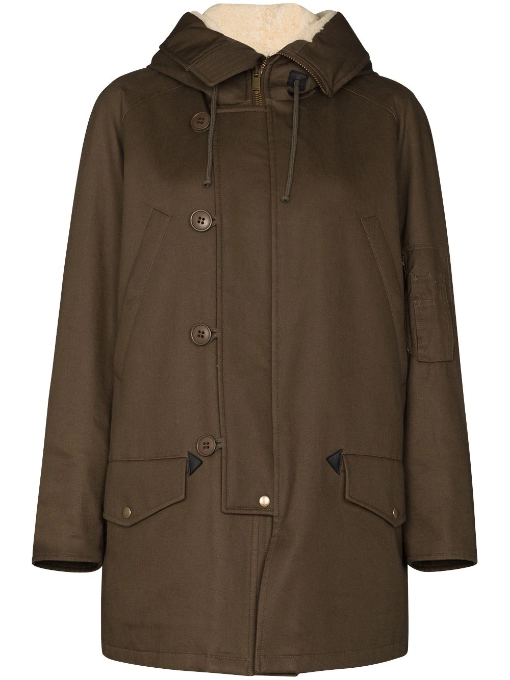 shearling-lining parka coat - 1