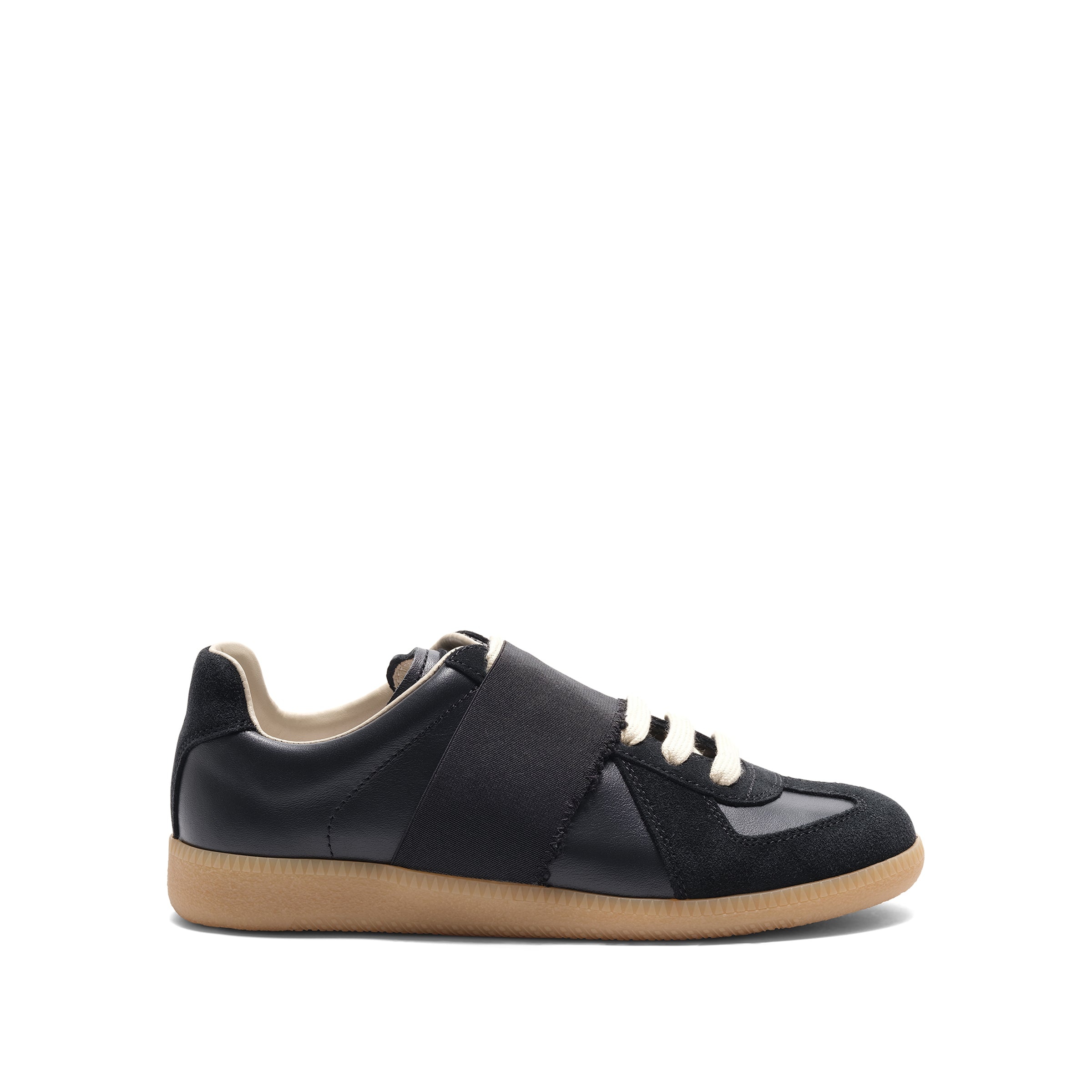 Replica Leather Sneakers in Black/Black - 1