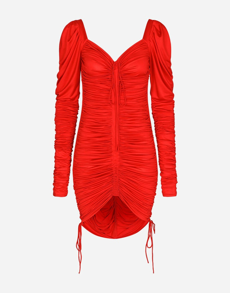 Short organzine dress with draping - 1