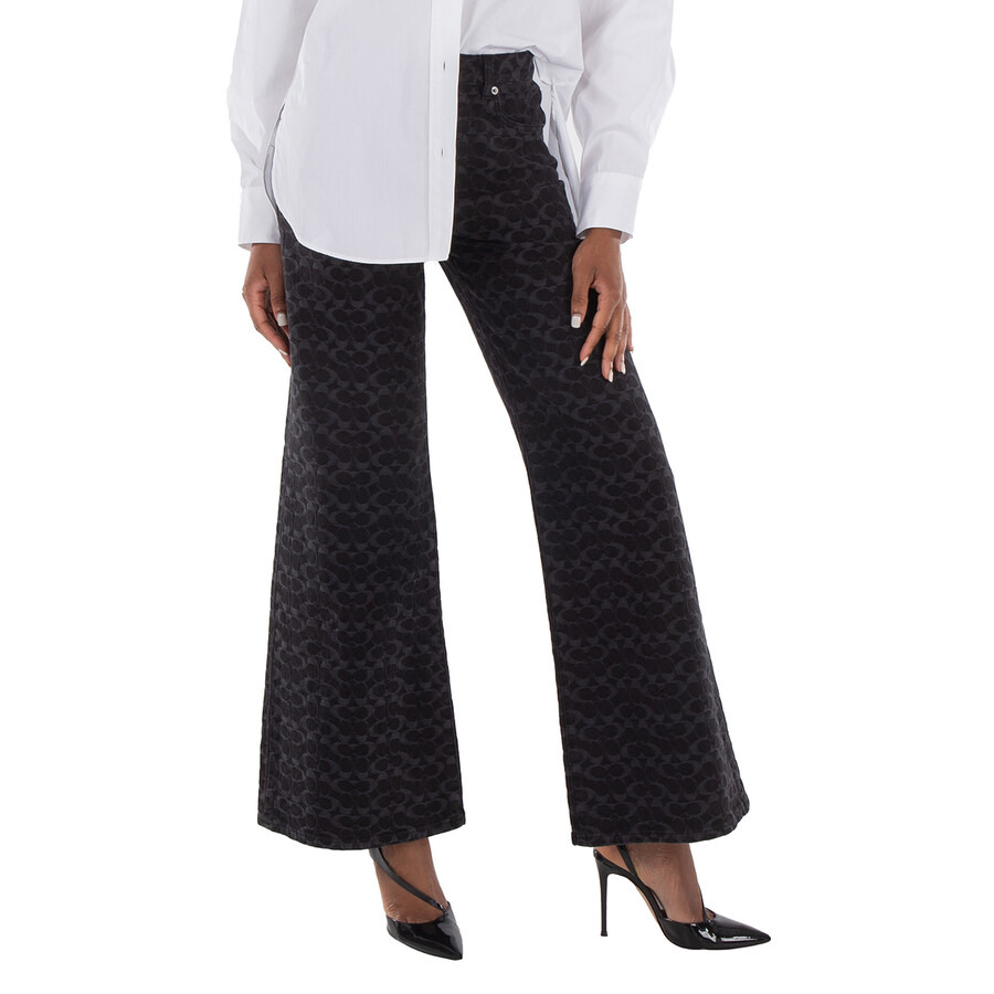 Coach Signature Wide-Leg Denim Jeans - 3