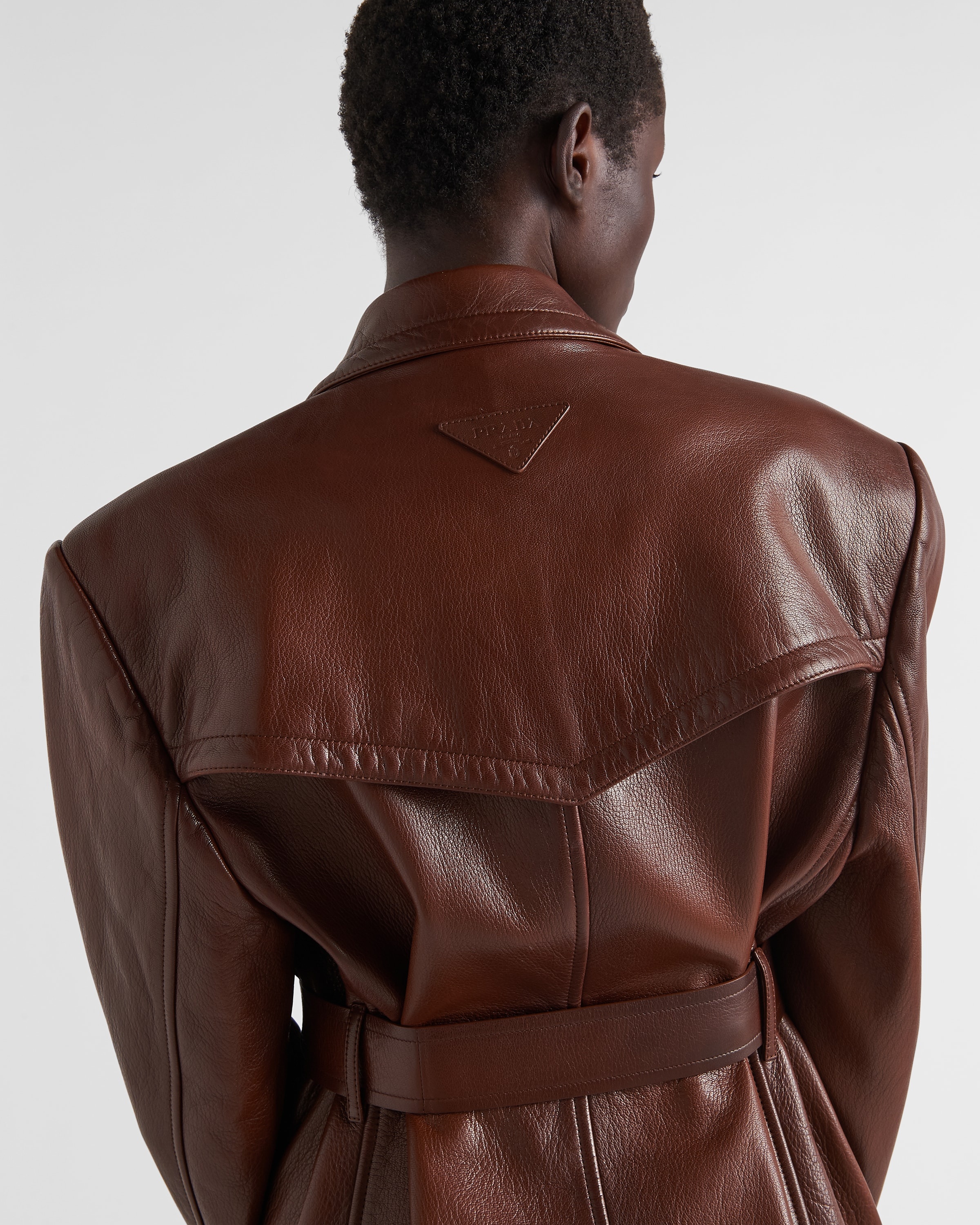 Double-breasted leather jacket - 4