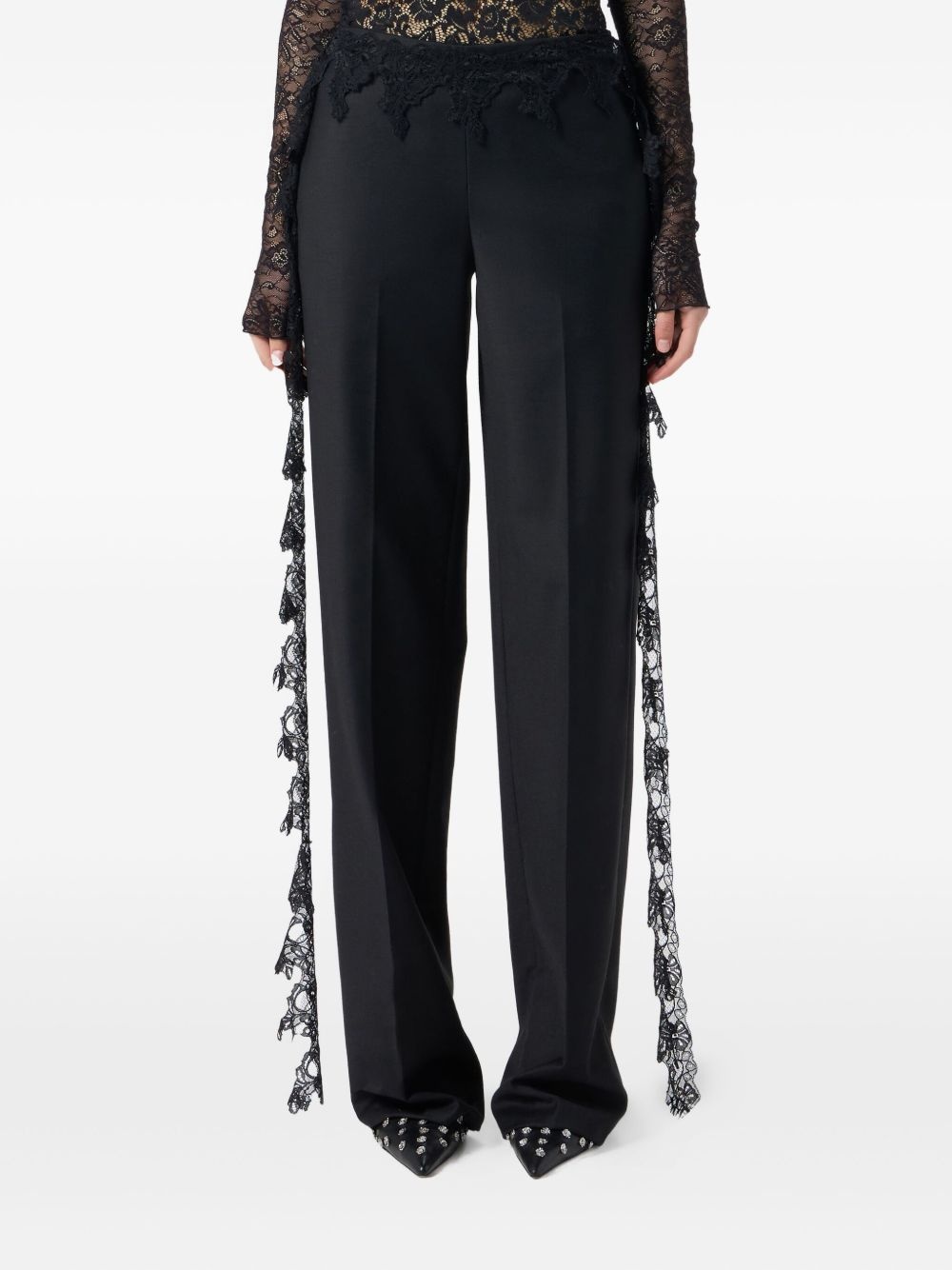 lace-detail trousers - 3