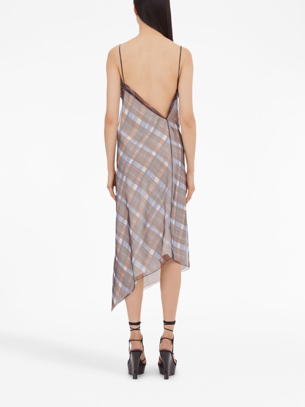 organza plaid-check midi dress - 3