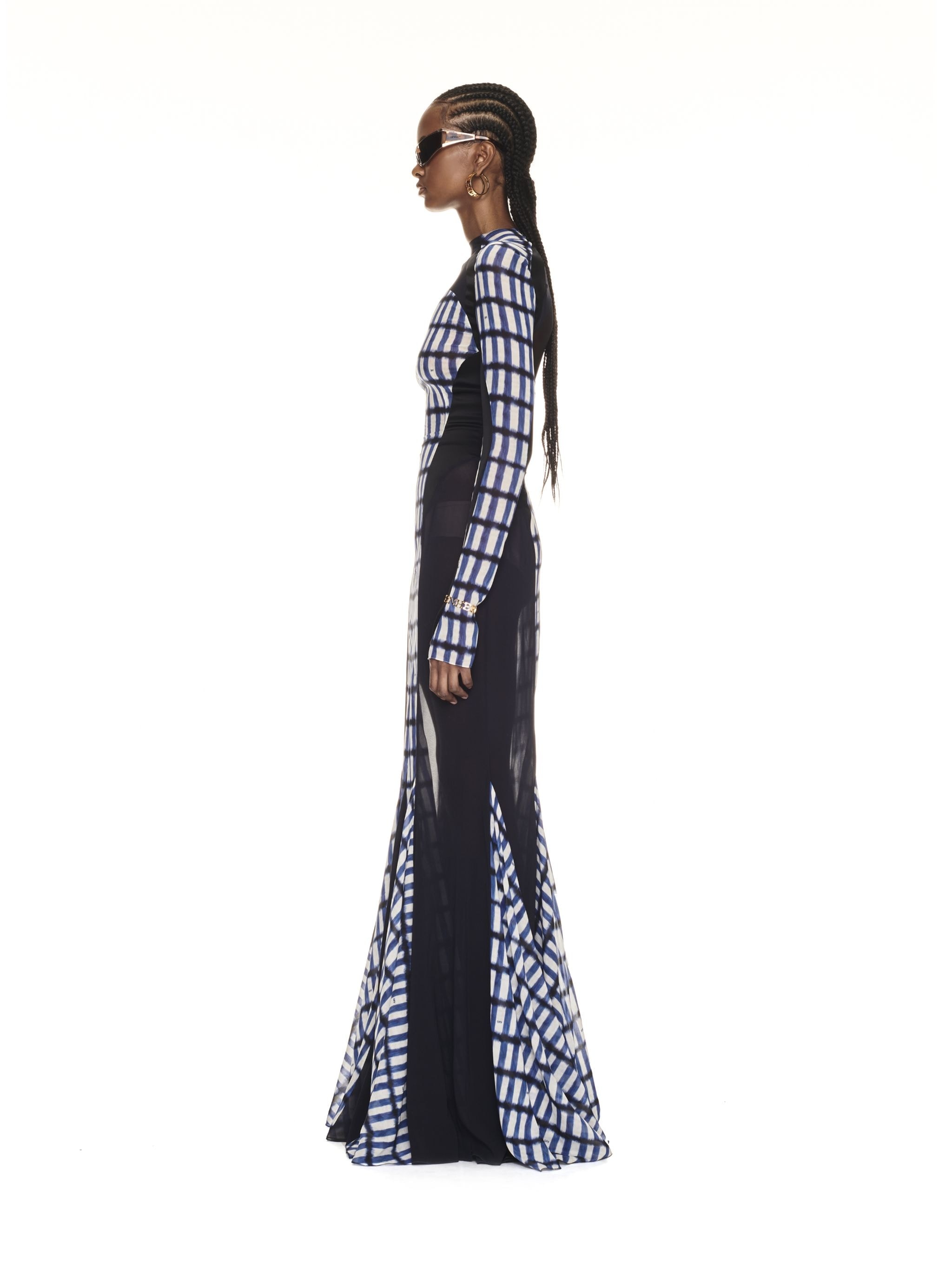 Shibori Geo Cycl Long Dress Cobalt Blue - 3